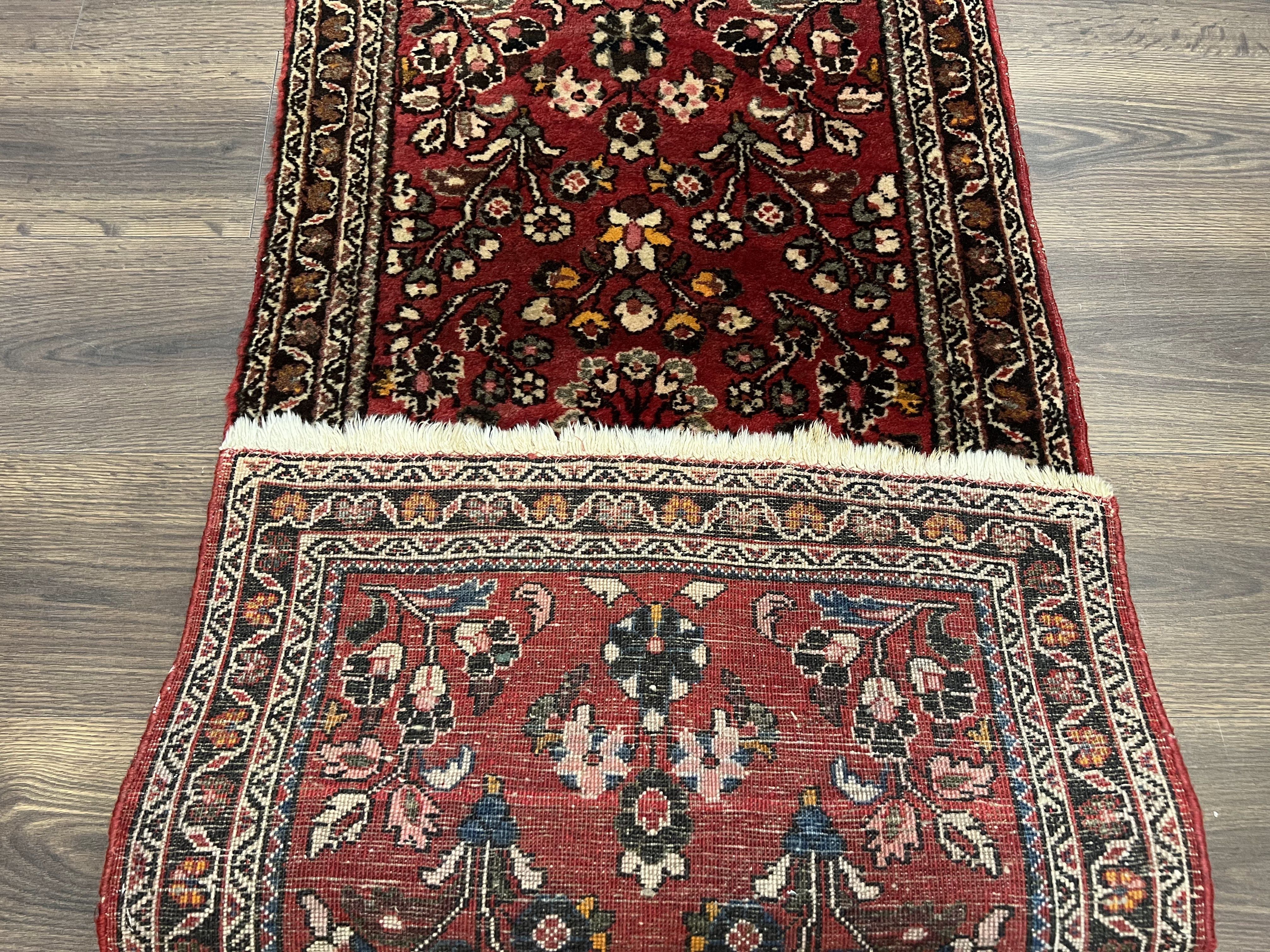 Small Persian Sarouk Rug 2x4 ft, Allover Floral Pattern, Red Black Cream, Hand Knotted Wool Traditional Oriental Carpet, Antique Persian Rug 2 x 4 - Image 10
