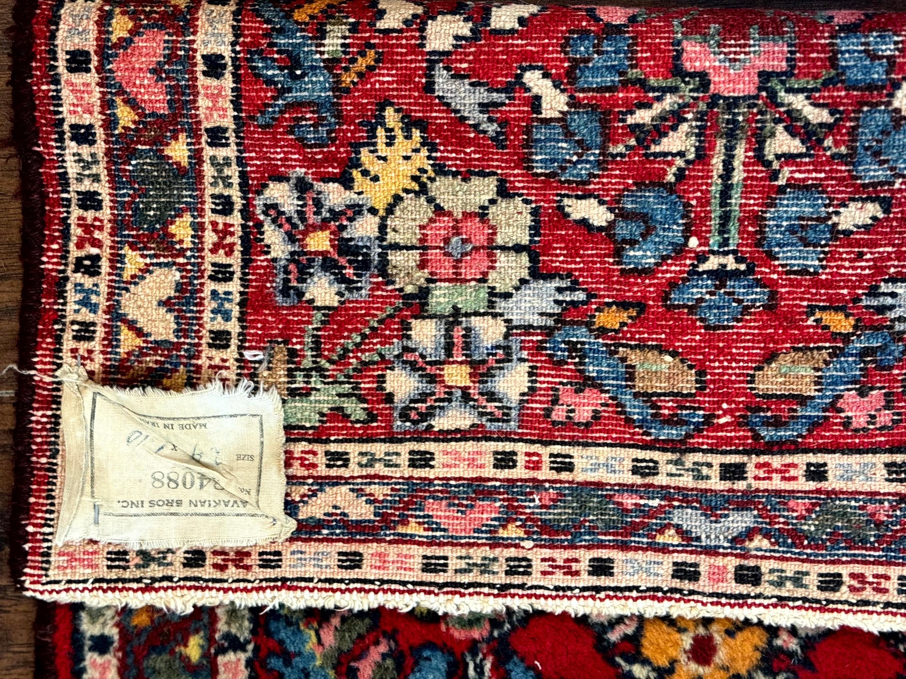 Small Persian Tribal Rug 2x3, Red Colorful Small Hamadan Carpet, Antique Persian Rug - Image 8