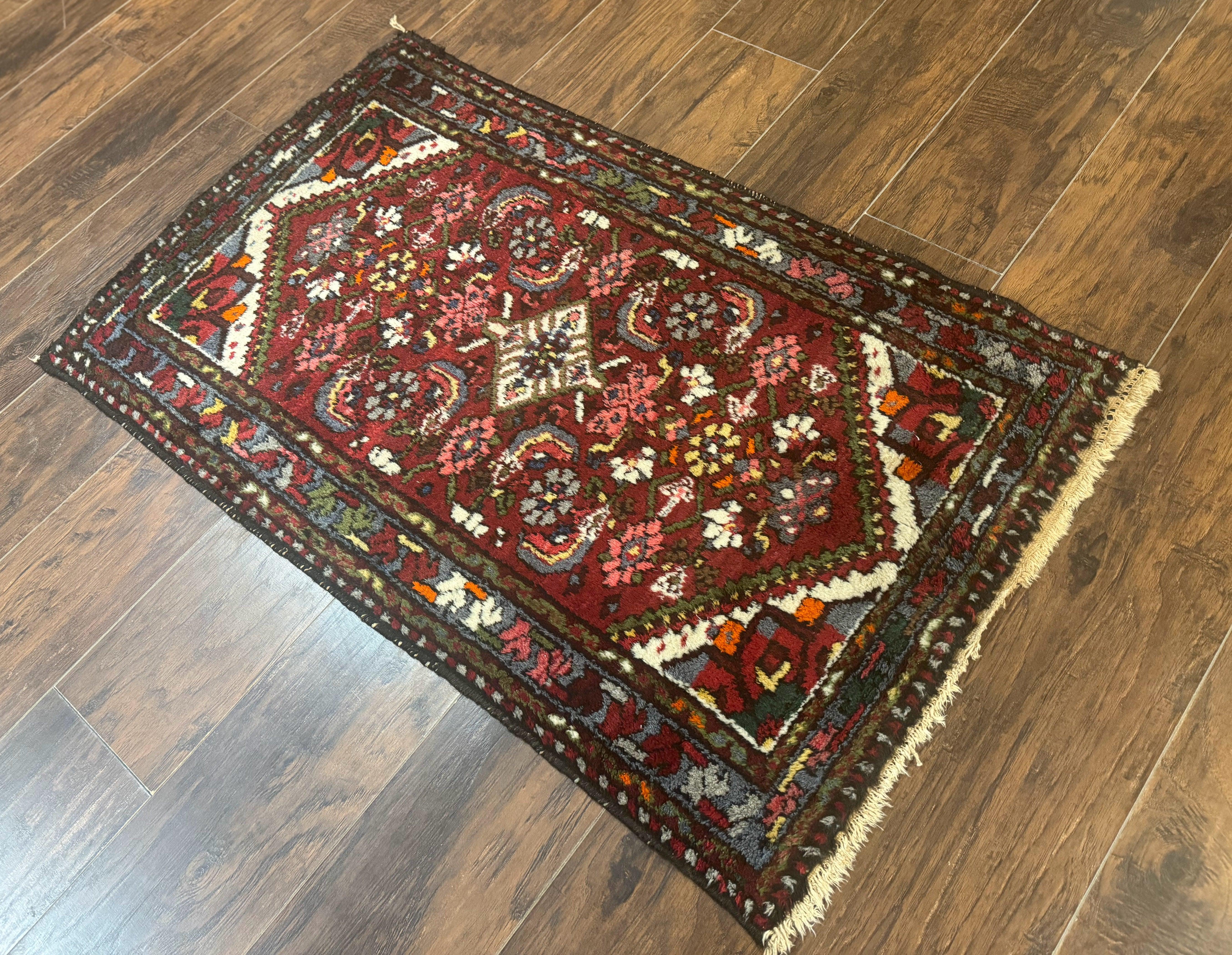 Small Red Persian Tribal Rug 2.6 x 4, Wool Rug, Persian Hamadan Rug - Image 2