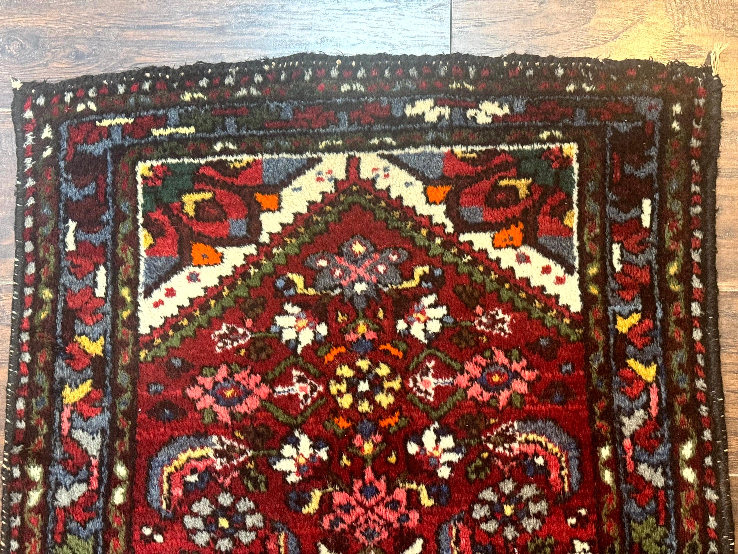Small Red Persian Tribal Rug 2.6 x 4, Wool Rug, Persian Hamadan Rug - Image 3