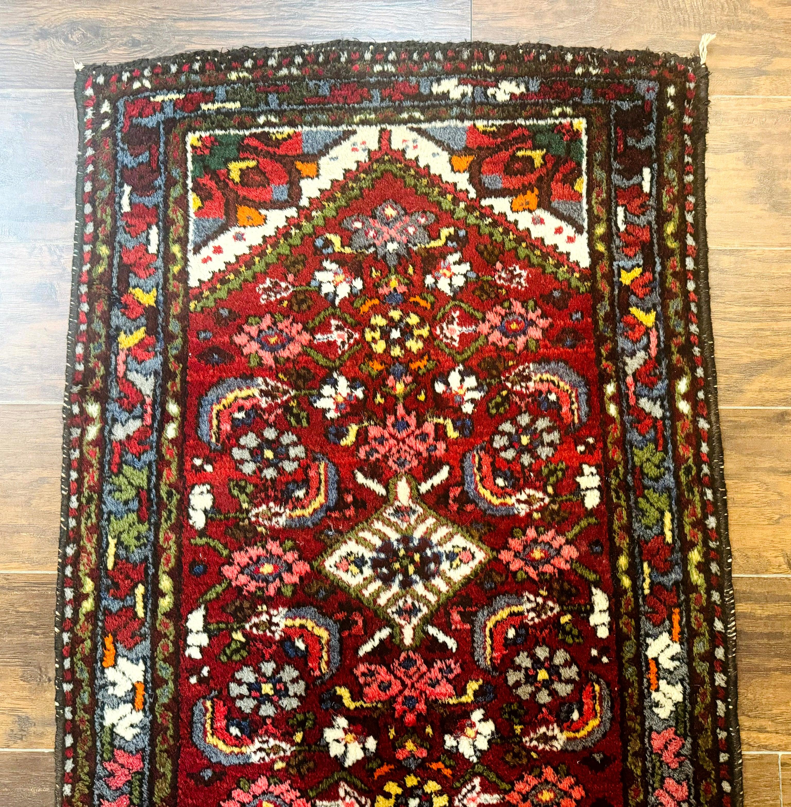 Small Red Persian Tribal Rug 2.6 x 4, Wool Rug, Persian Hamadan Rug - Image 6