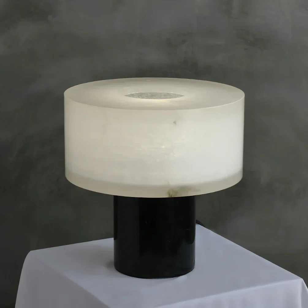 Small Solid Alabaster Table Lamp - Image 11