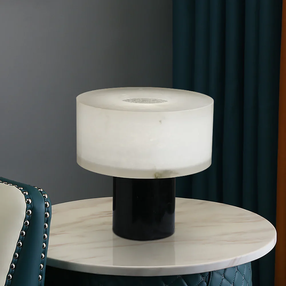 Small Solid Alabaster Table Lamp - Image 2
