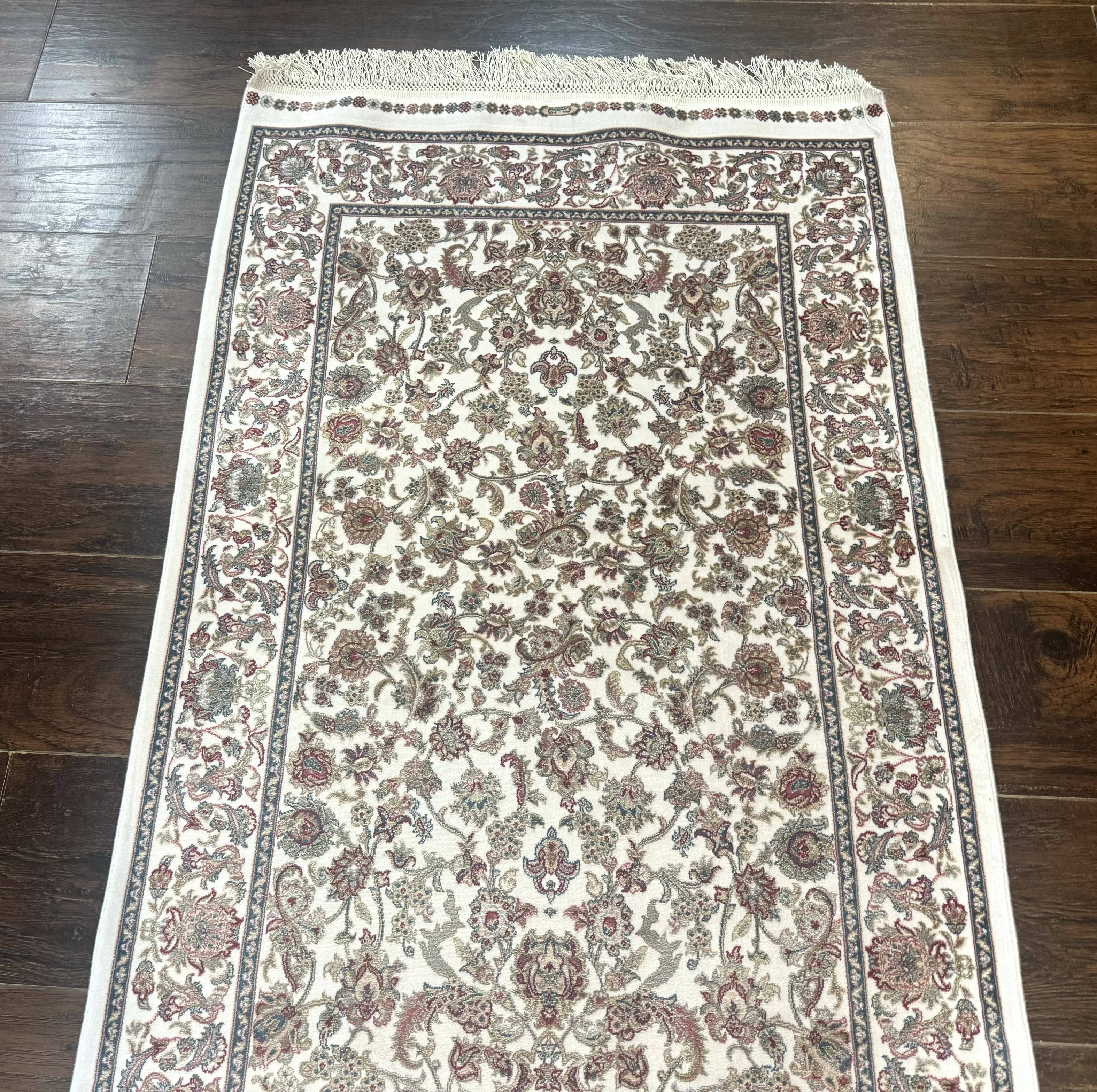 Small Turkish Silk Rug 2.6 x 4, Ivory, Allover Design, Bamboo Silk - Image 2