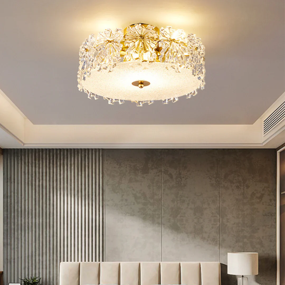 Snowflake Round Glass Ceiling Lamp - Image 4