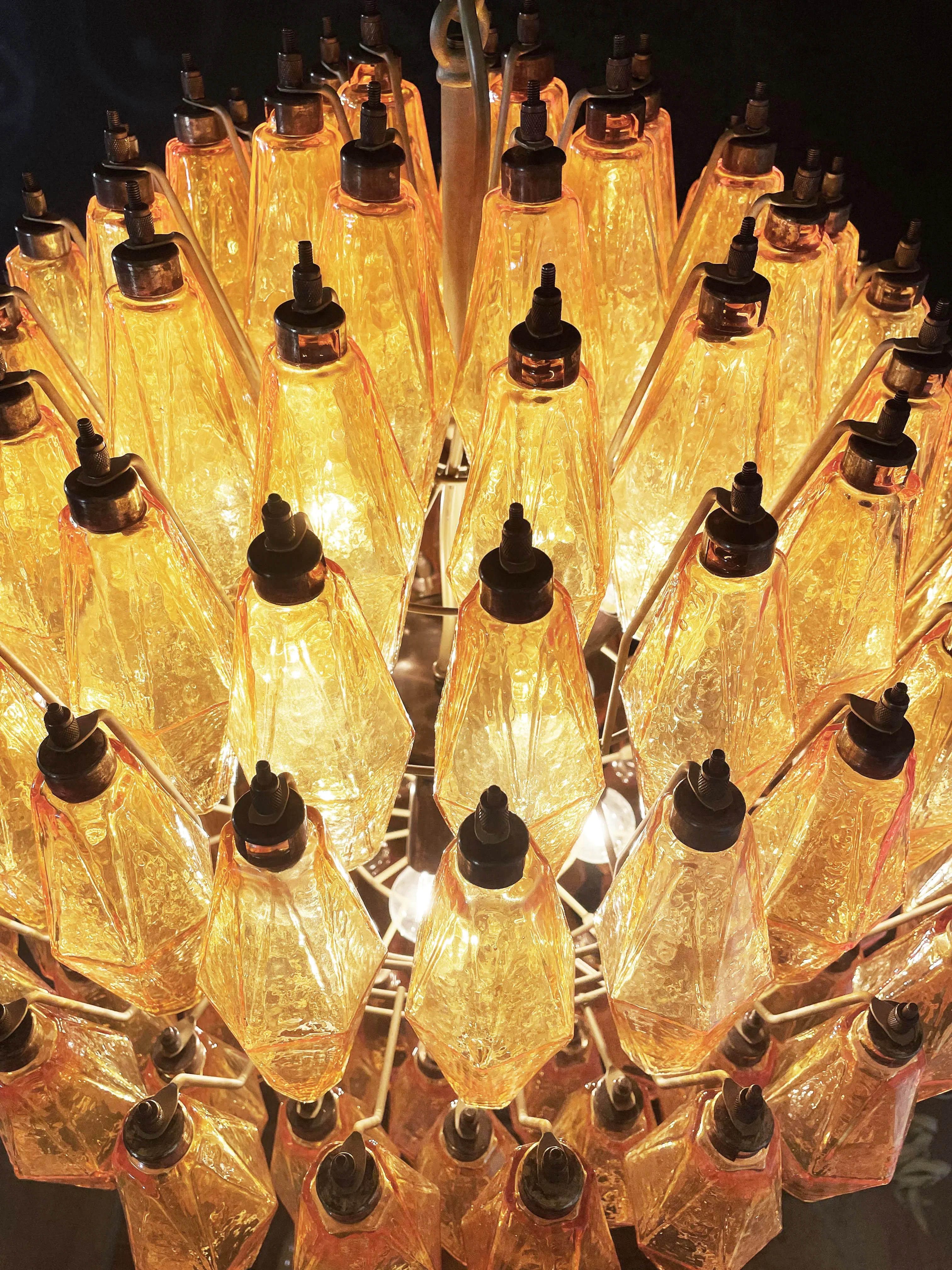 Spherical Murano Poliedri Amber Glass Chandelier - Image 15