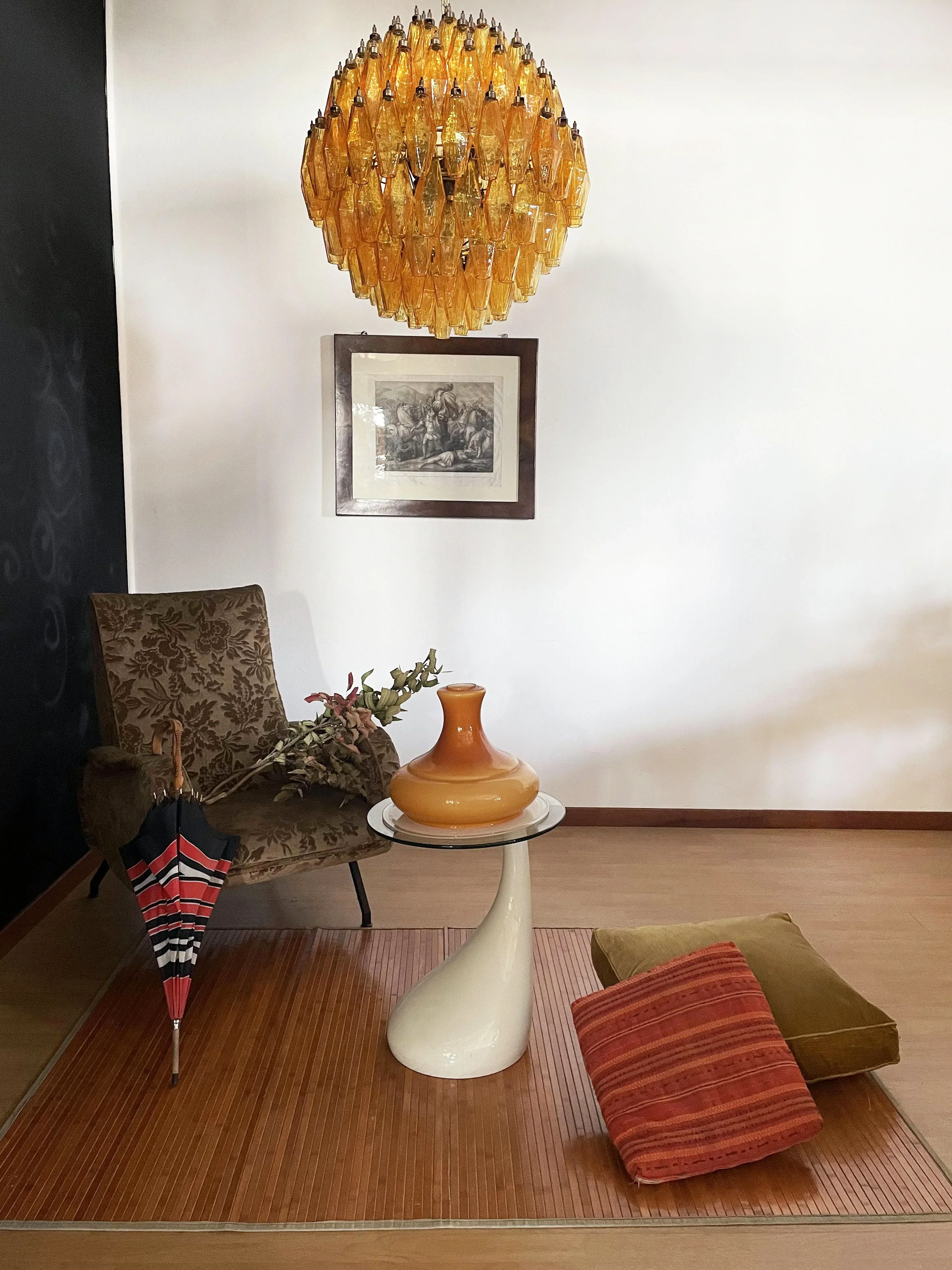 Spherical Murano Poliedri Amber Glass Chandelier - Image 6