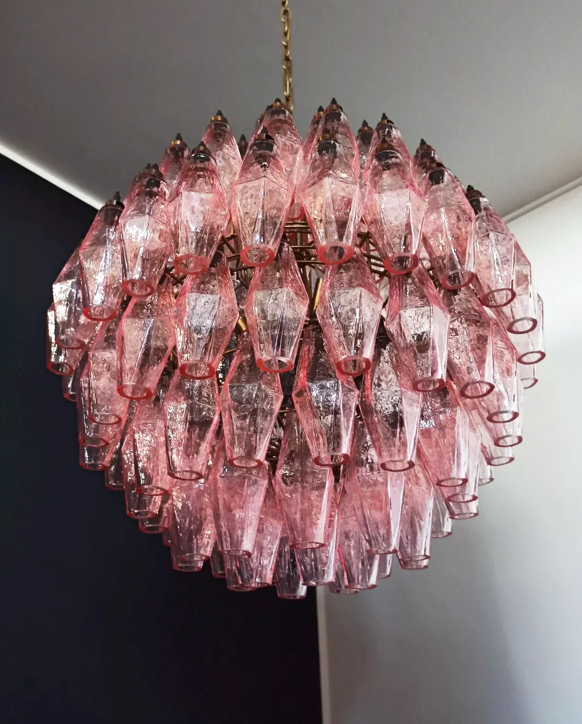 Spherical Poliedri Pink Glass Chandelier - Image 10