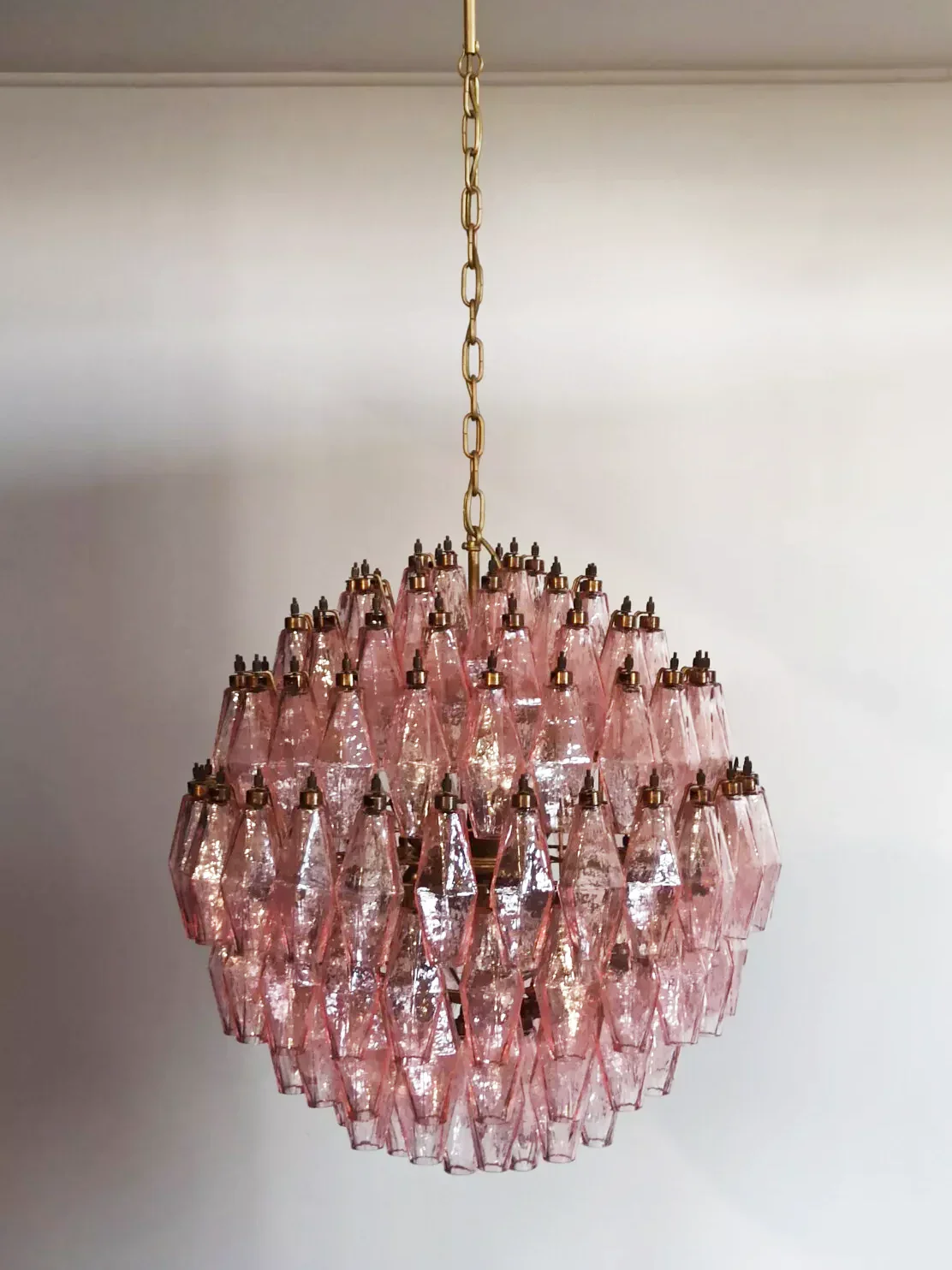 Spherical Poliedri Pink Glass Chandelier - Image 13