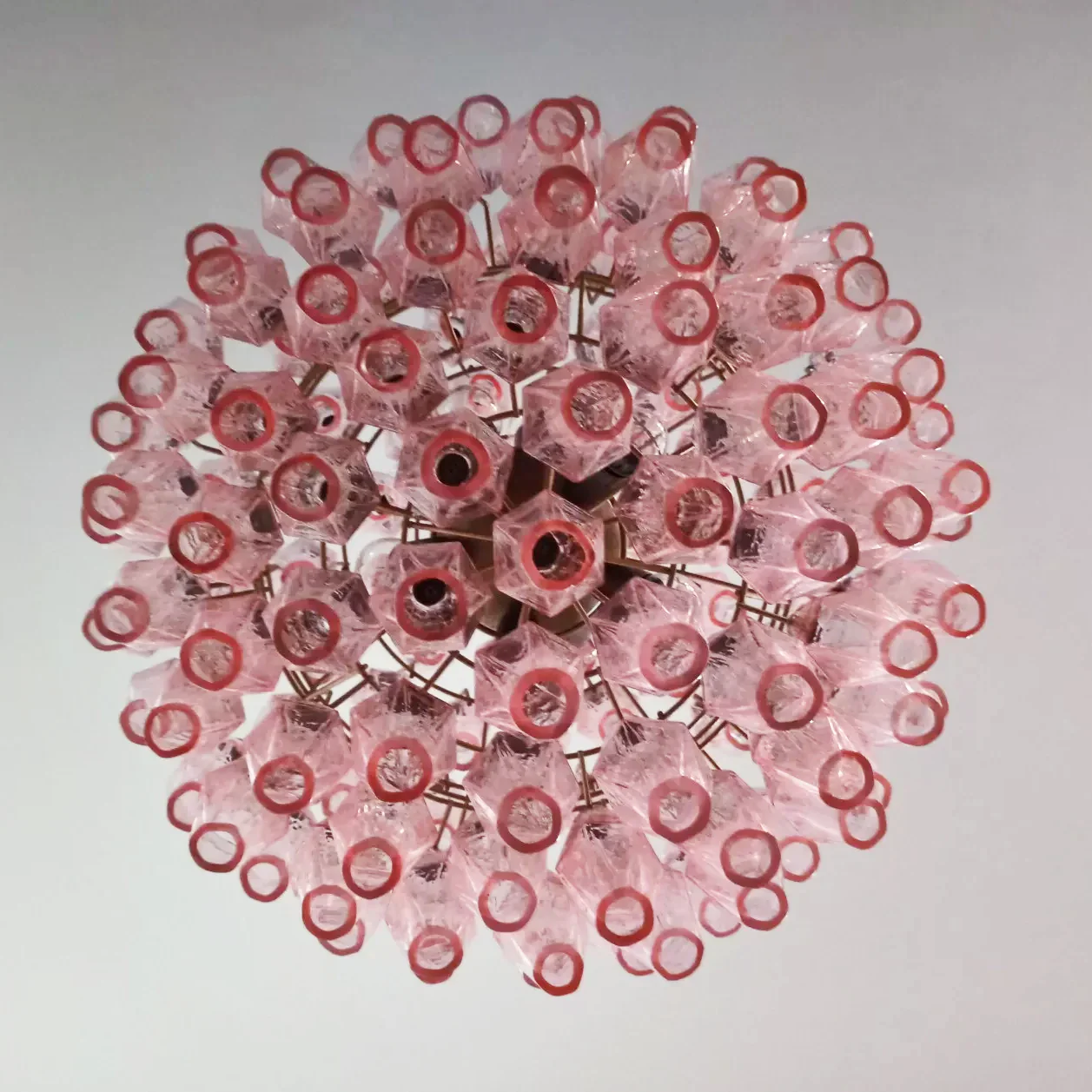 Spherical Poliedri Pink Glass Chandelier - Image 16