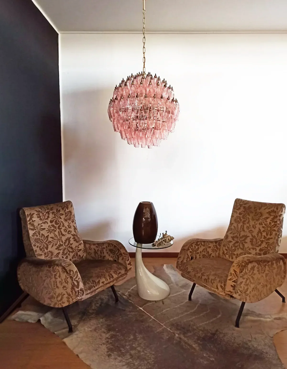 Spherical Poliedri Pink Glass Chandelier - Image 6