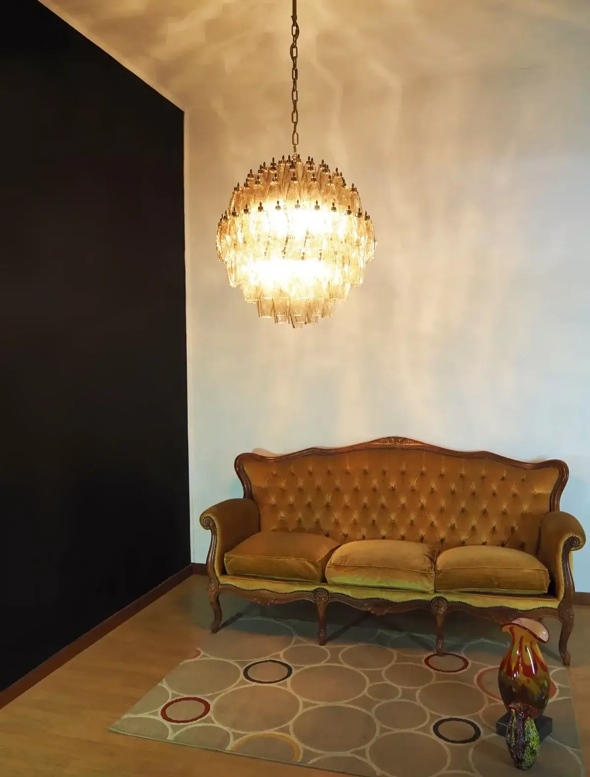 Spherical Murano Poliedri Smoked Glass Chandelier - Image 6