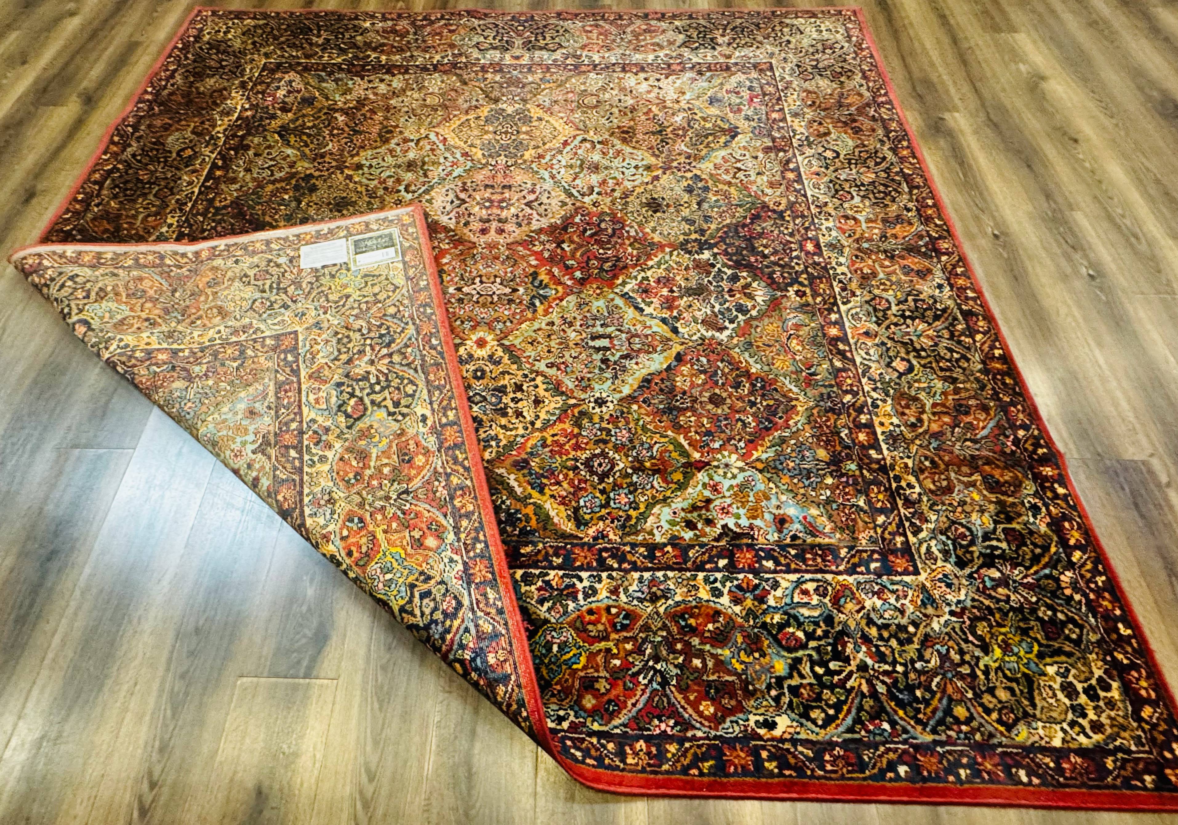 Square Karastan Multicolor Panel Kirman Rug #717, Rare Size 8.8 x 8.8, Original 700 Series, Wool - Image 11