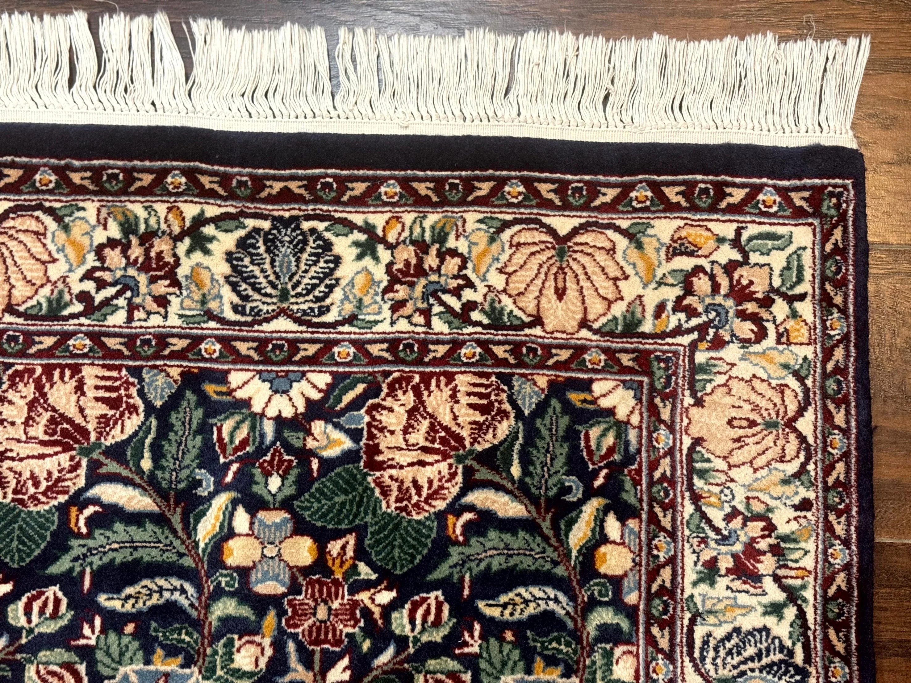 Square Pak Persian Small Rug 2.7 x 2.7, William Morris Design, Dark Green, Floral, Handmade - Image 7