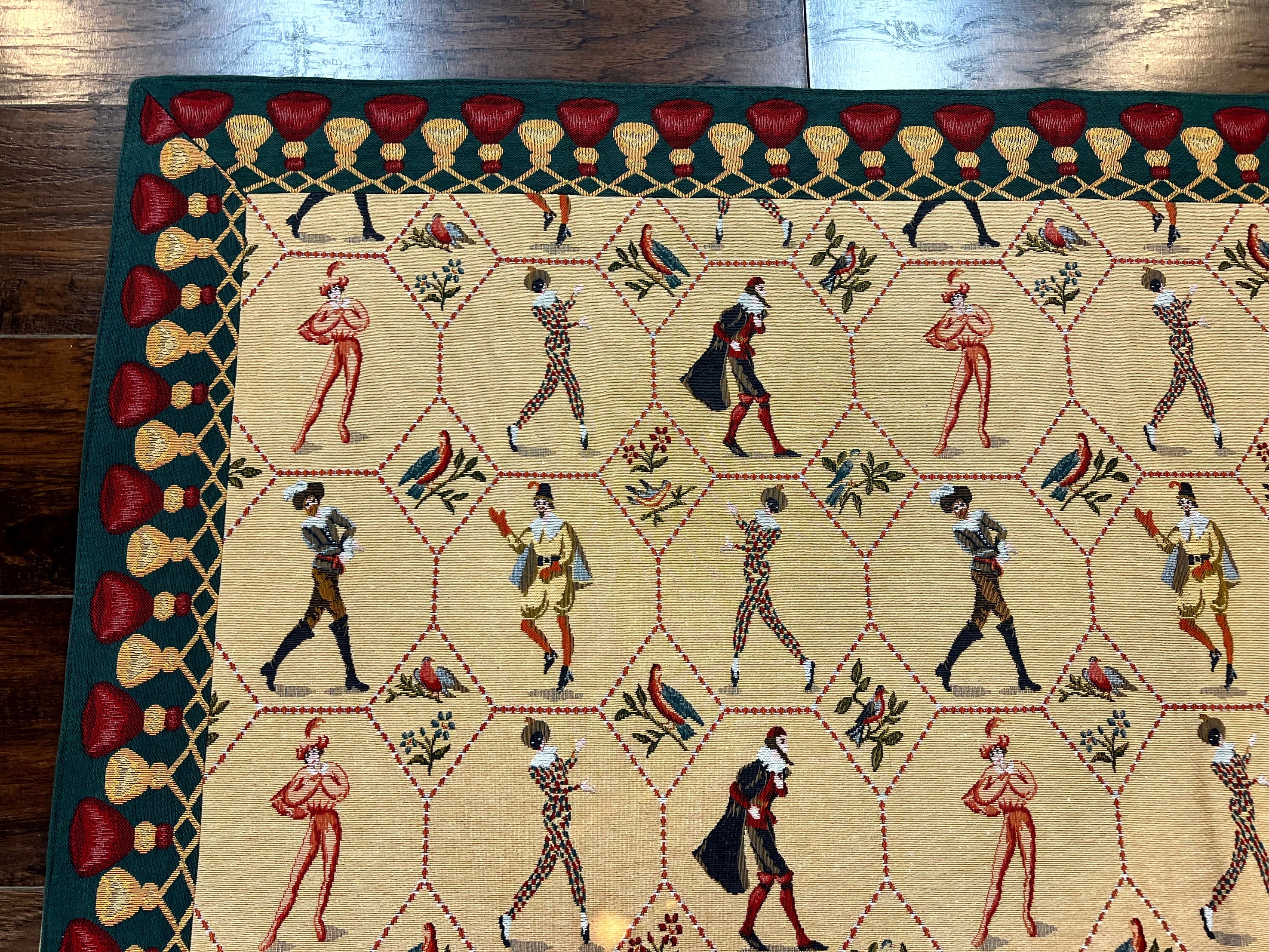 Square Tapestry 5x5, Wall Hanging, Human Pictorials, Court Jesters, Vintage - Image 6