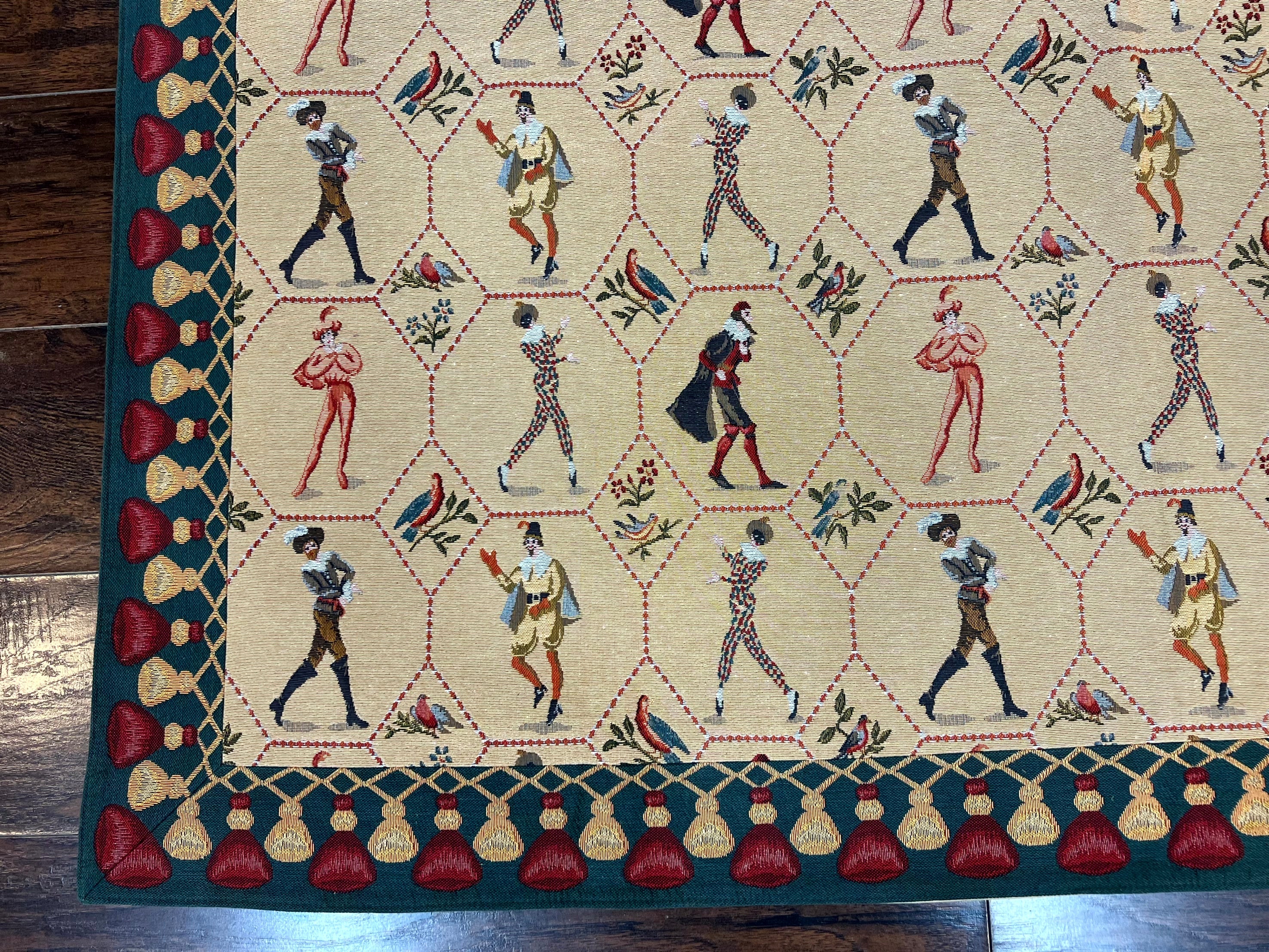 Square Tapestry 5x5, Wall Hanging, Human Pictorials, Court Jesters, Vintage - Image 8