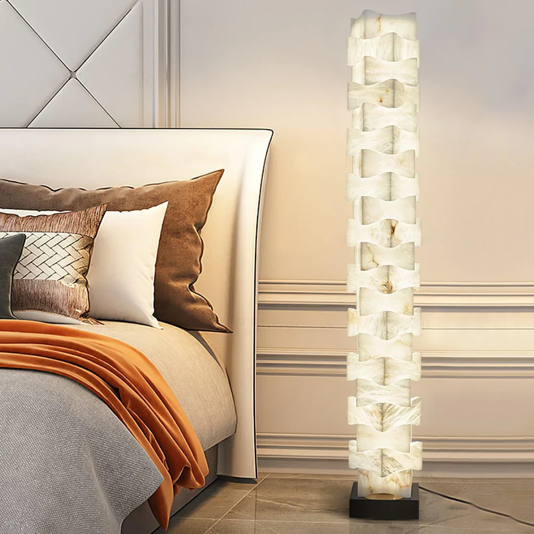 Stacked Alabaster Squares Floor Lamp - Image 10
