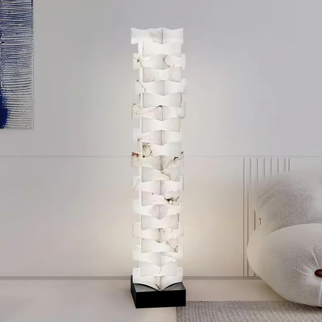 Stacked Alabaster Squares Floor Lamp - Image 11