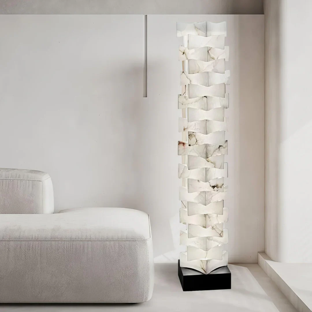 Stacked Alabaster Squares Floor Lamp - Image 12
