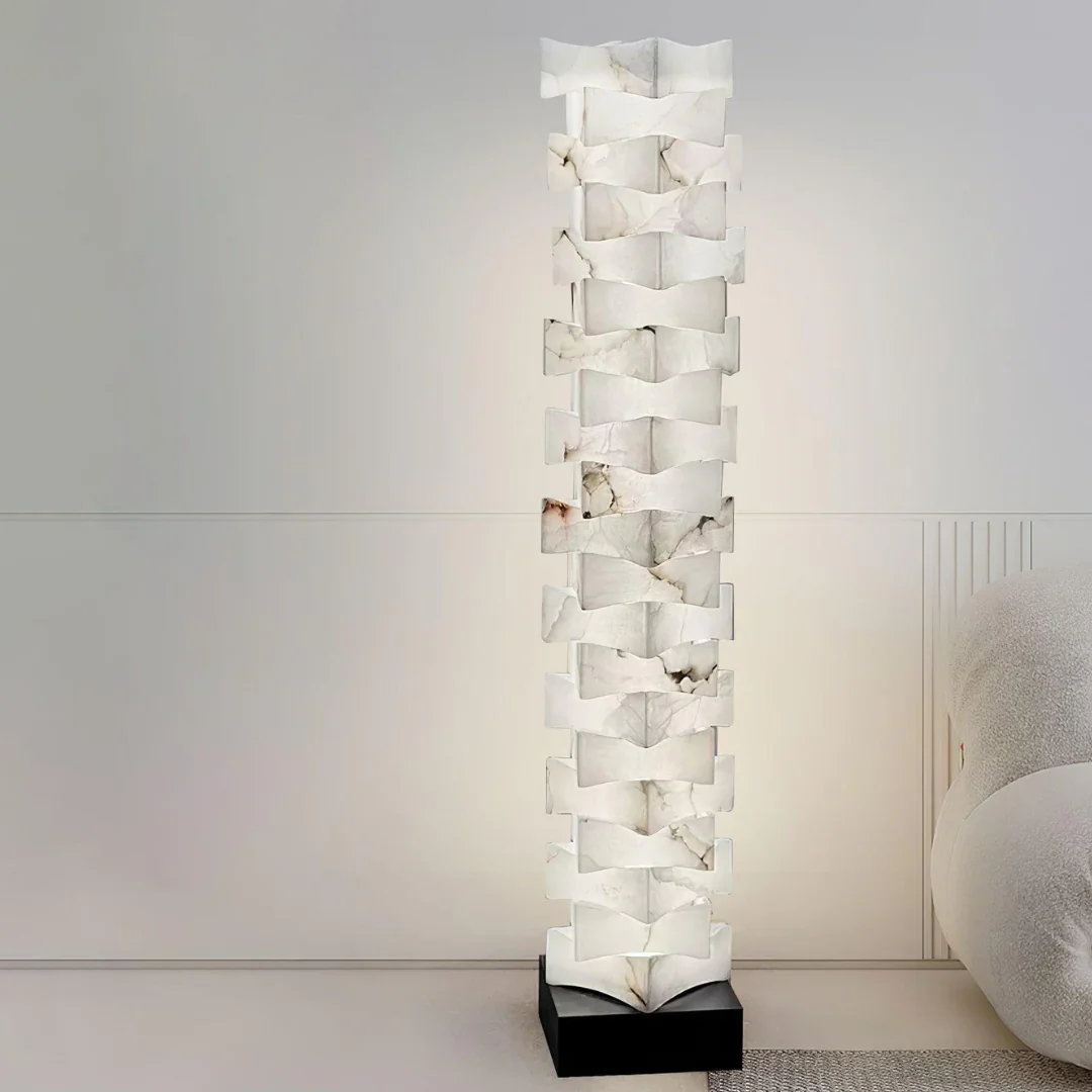 Stacked Alabaster Squares Floor Lamp - Image 13