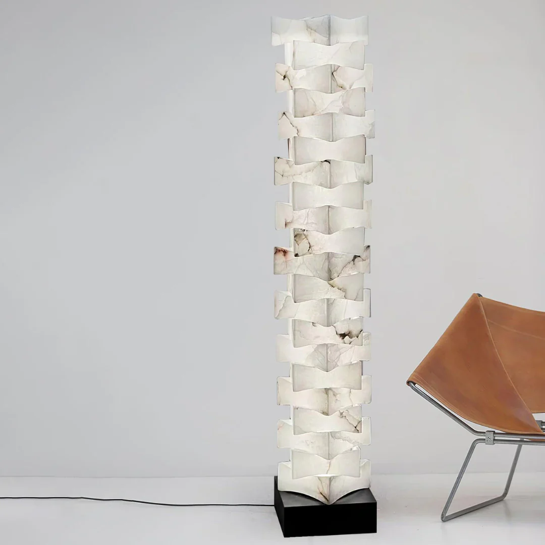 Stacked Alabaster Squares Floor Lamp - Image 15