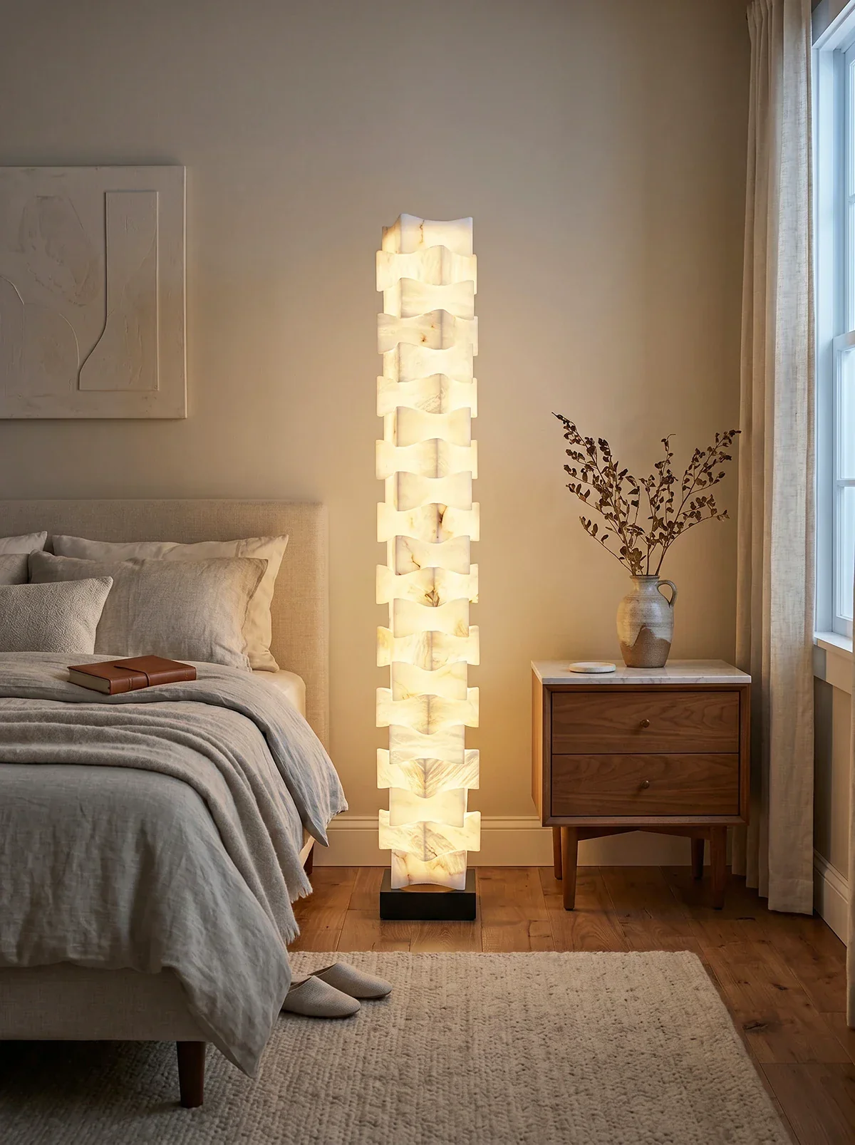 Stacked Alabaster Squares Floor Lamp - Image 4