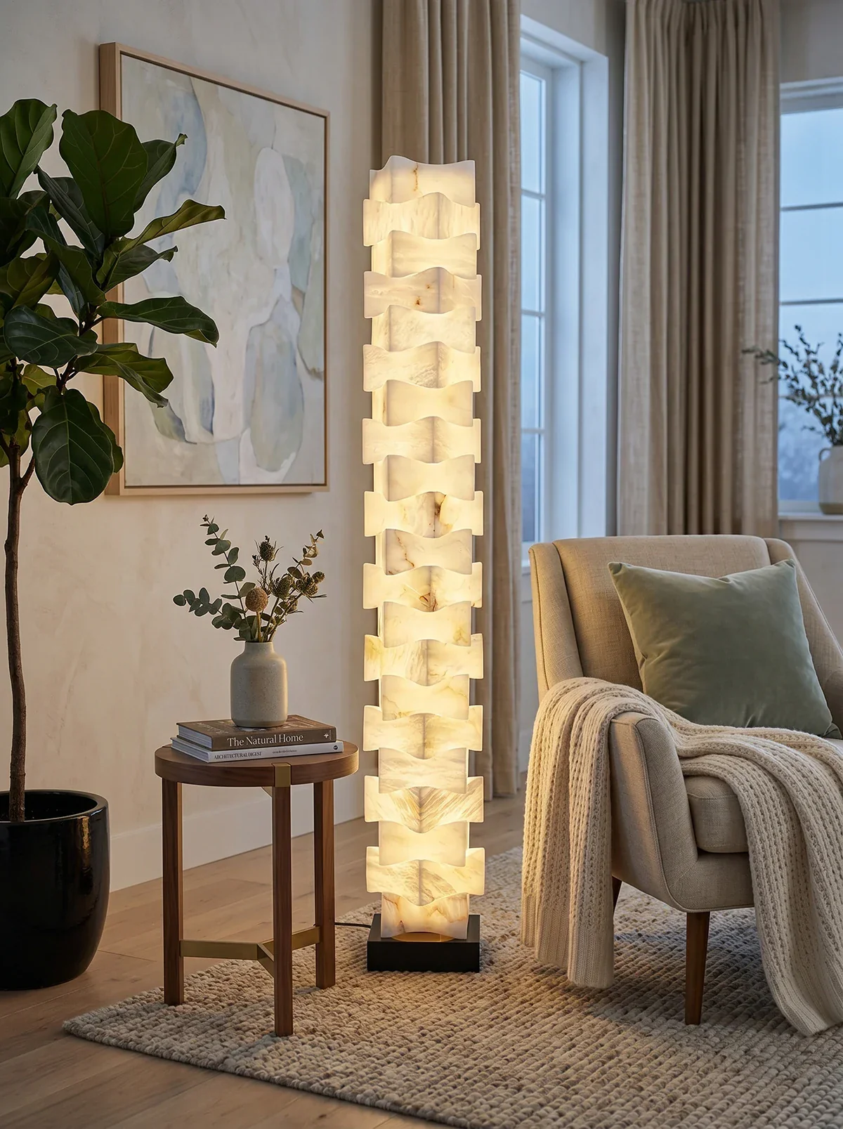 Stacked Alabaster Squares Floor Lamp - Image 6