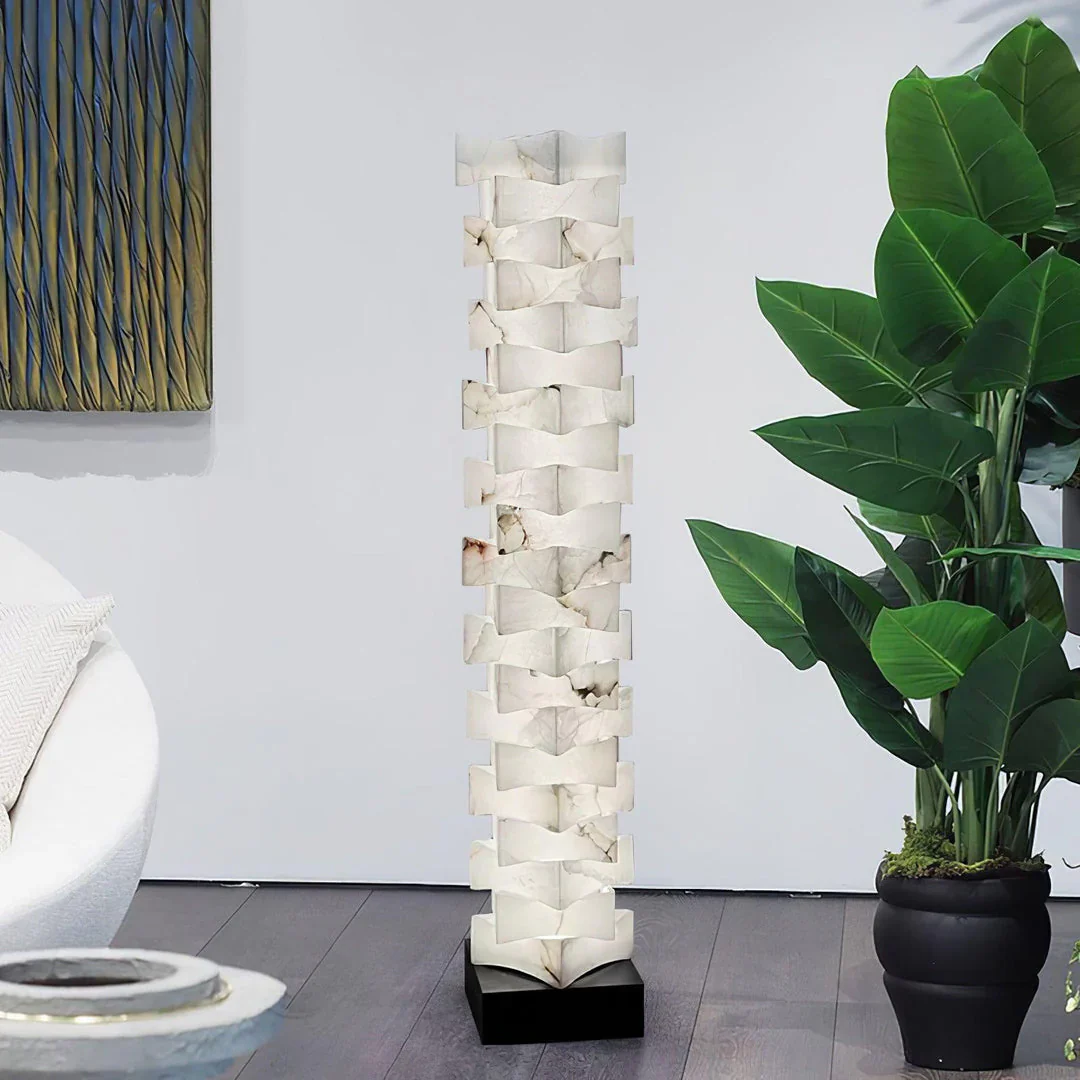 Stacked Alabaster Squares Floor Lamp - Image 7