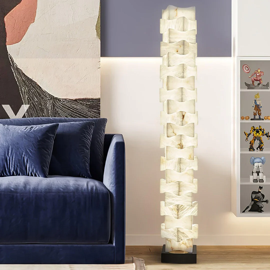 Stacked Alabaster Squares Floor Lamp - Image 8