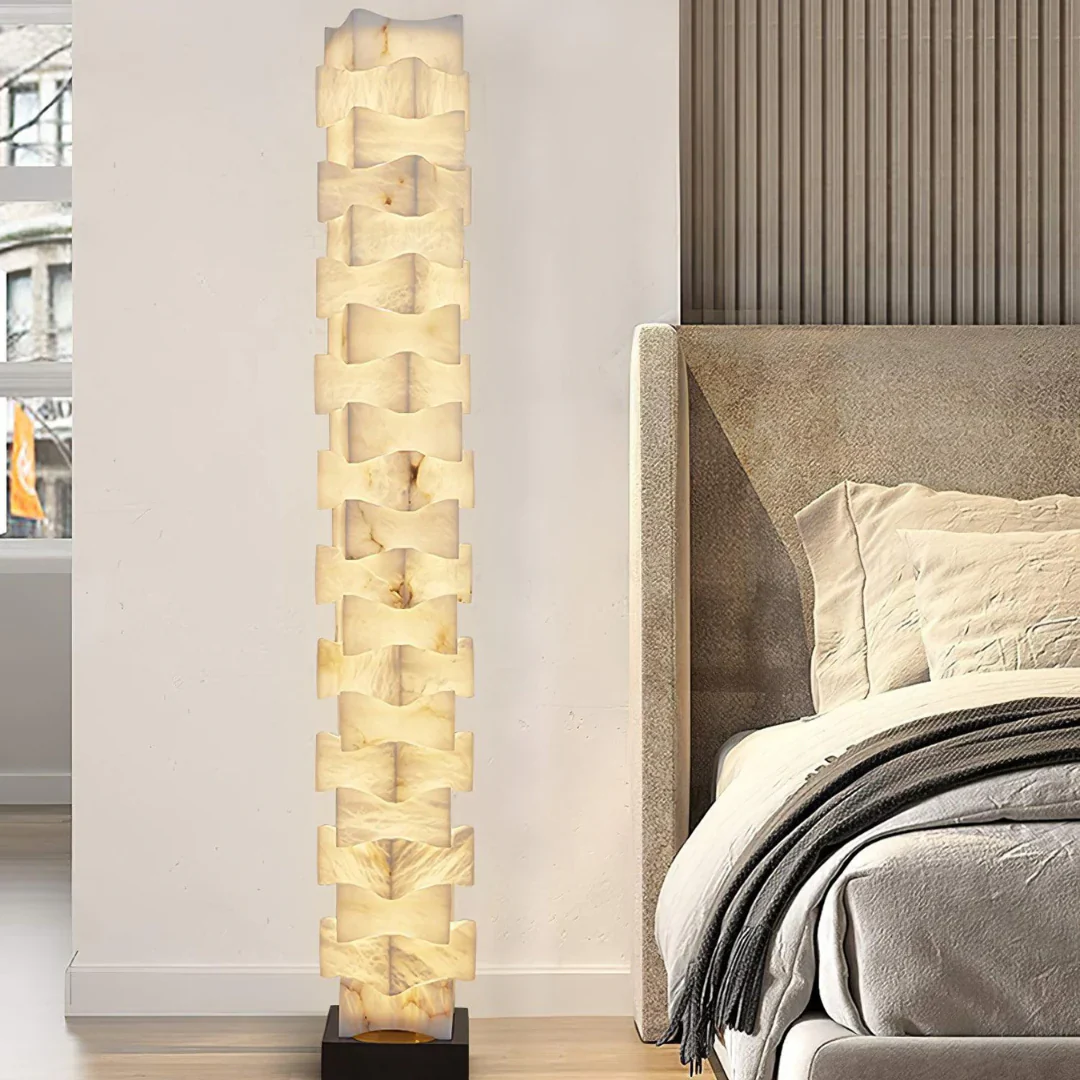 Stacked Alabaster Squares Floor Lamp - Image 9