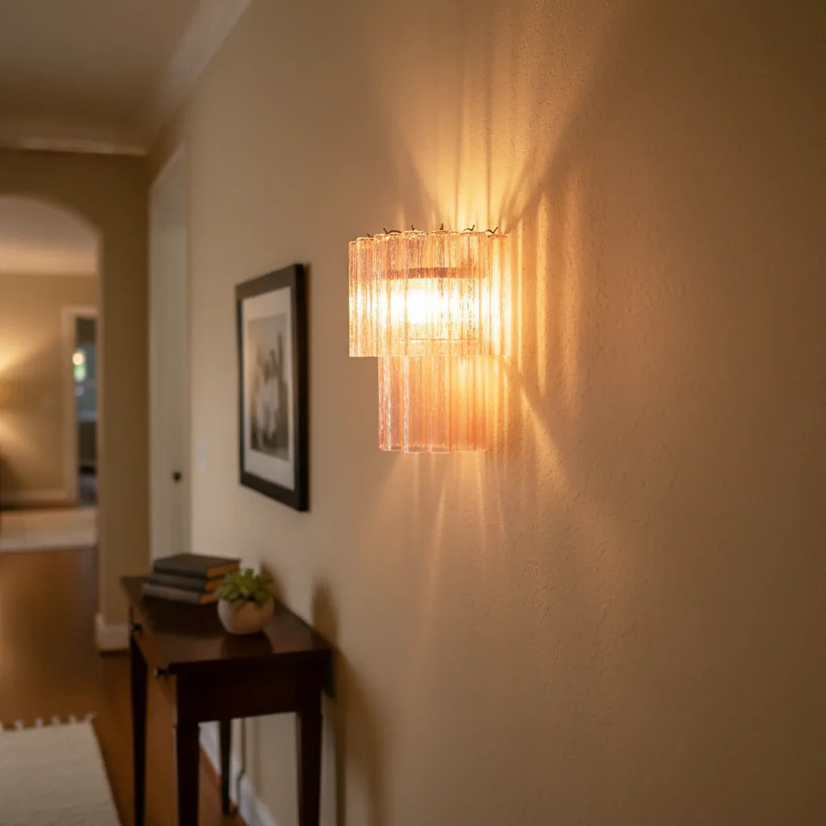 Star Shaped Murano Pink Glass Wall Lamp - Image 11