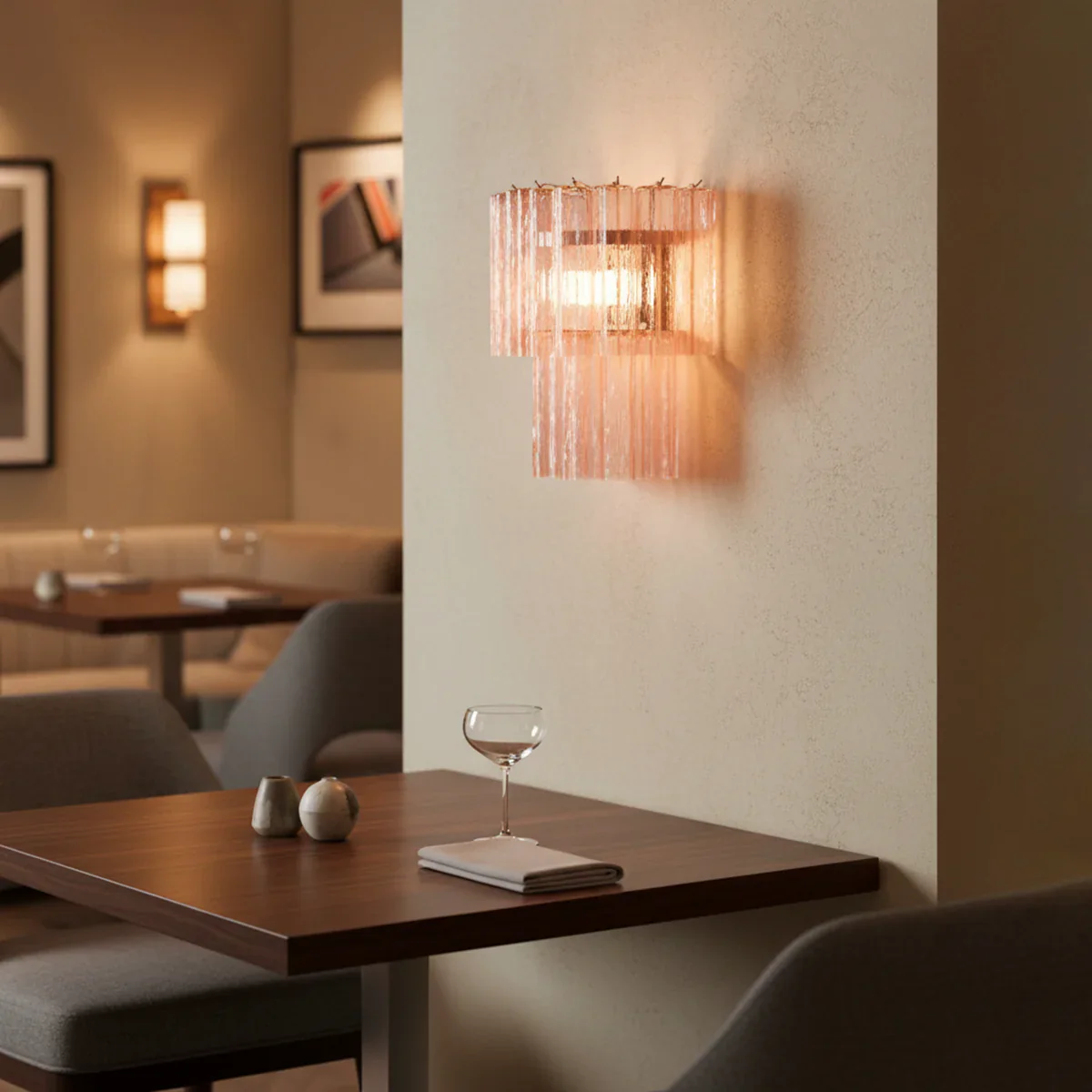 Star Shaped Murano Pink Glass Wall Lamp - Image 13