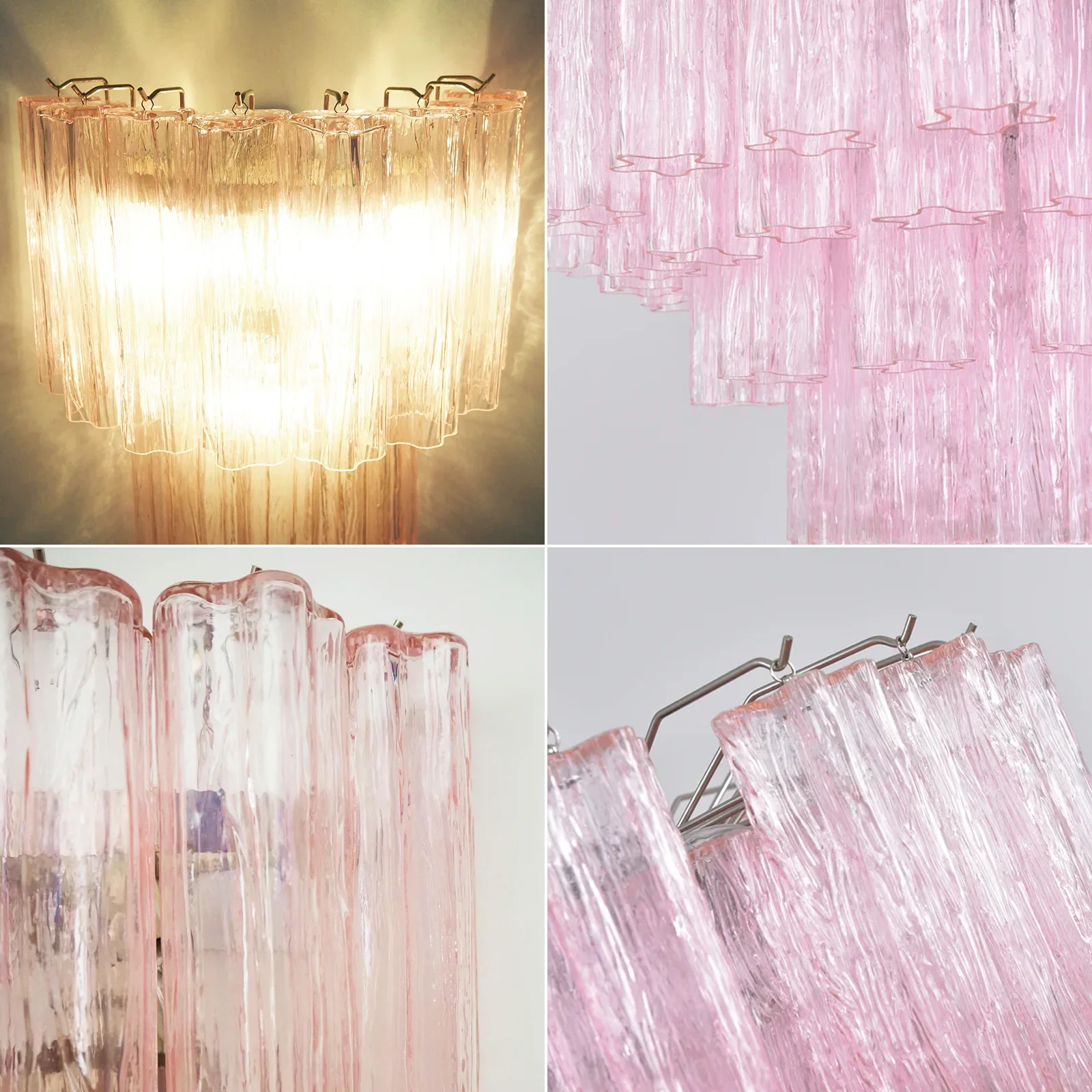 Star Shaped Murano Pink Glass Wall Lamp - Image 24