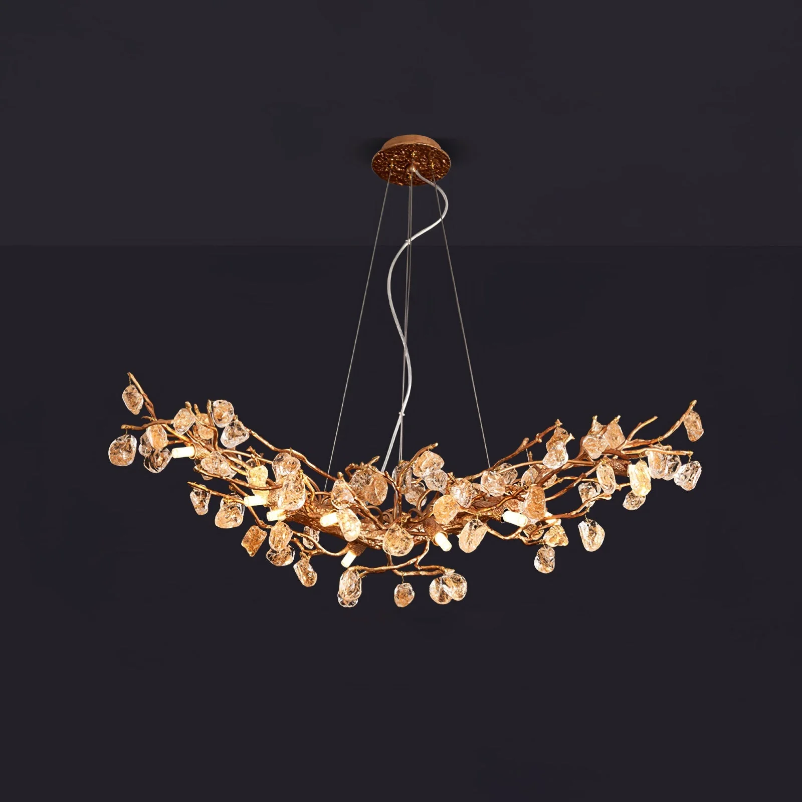 Stone Crystal Brass Chandelier - Image 18