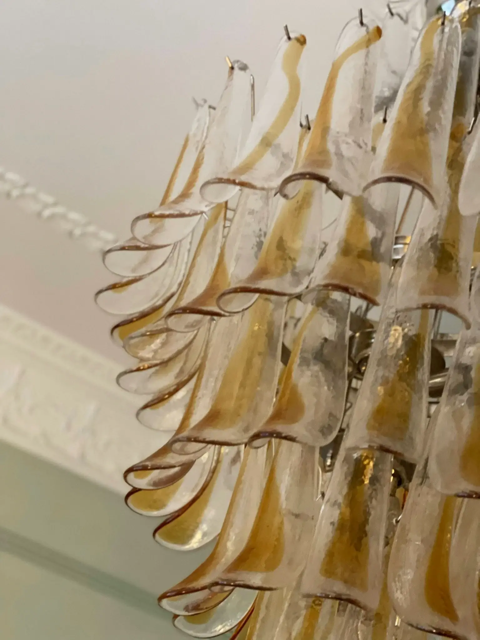 Stunning Murano Amber Glass Petals Chandelier - Image 8