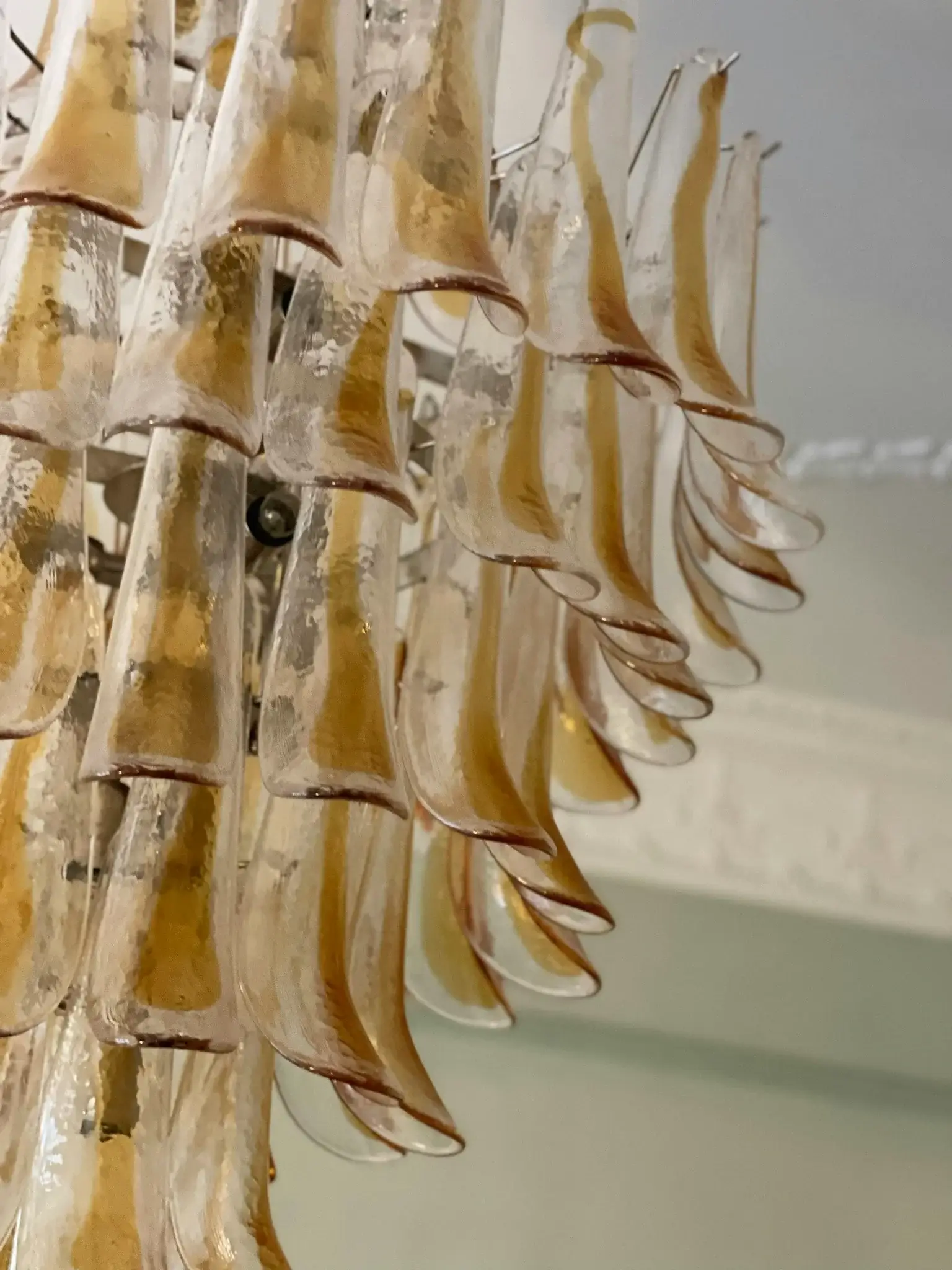 Stunning Murano Amber Glass Petals Chandelier - Image 9