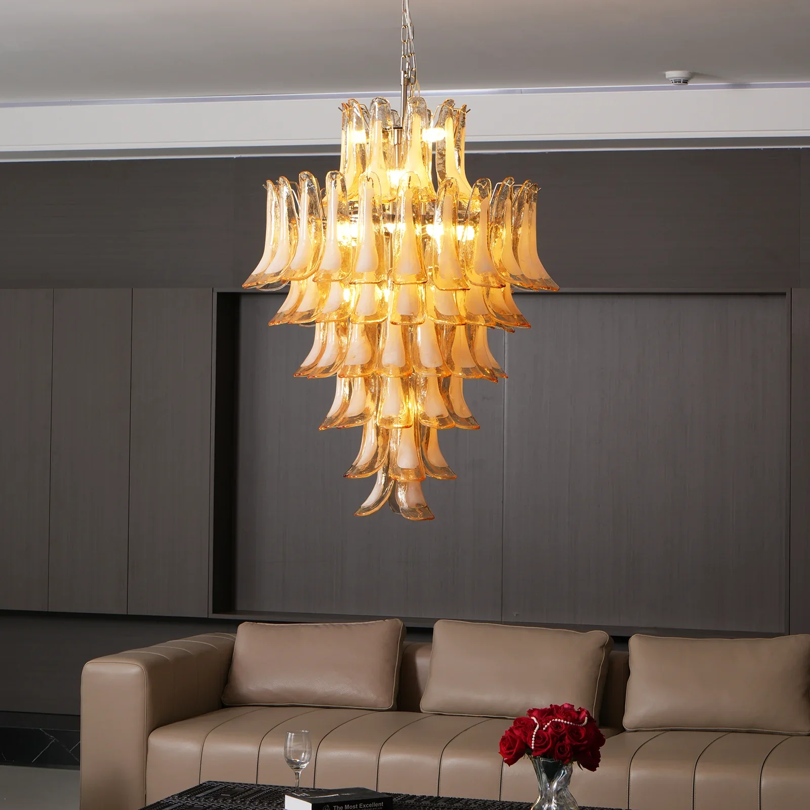 Stunning Murano Amber Petals Chandelier - Image 2