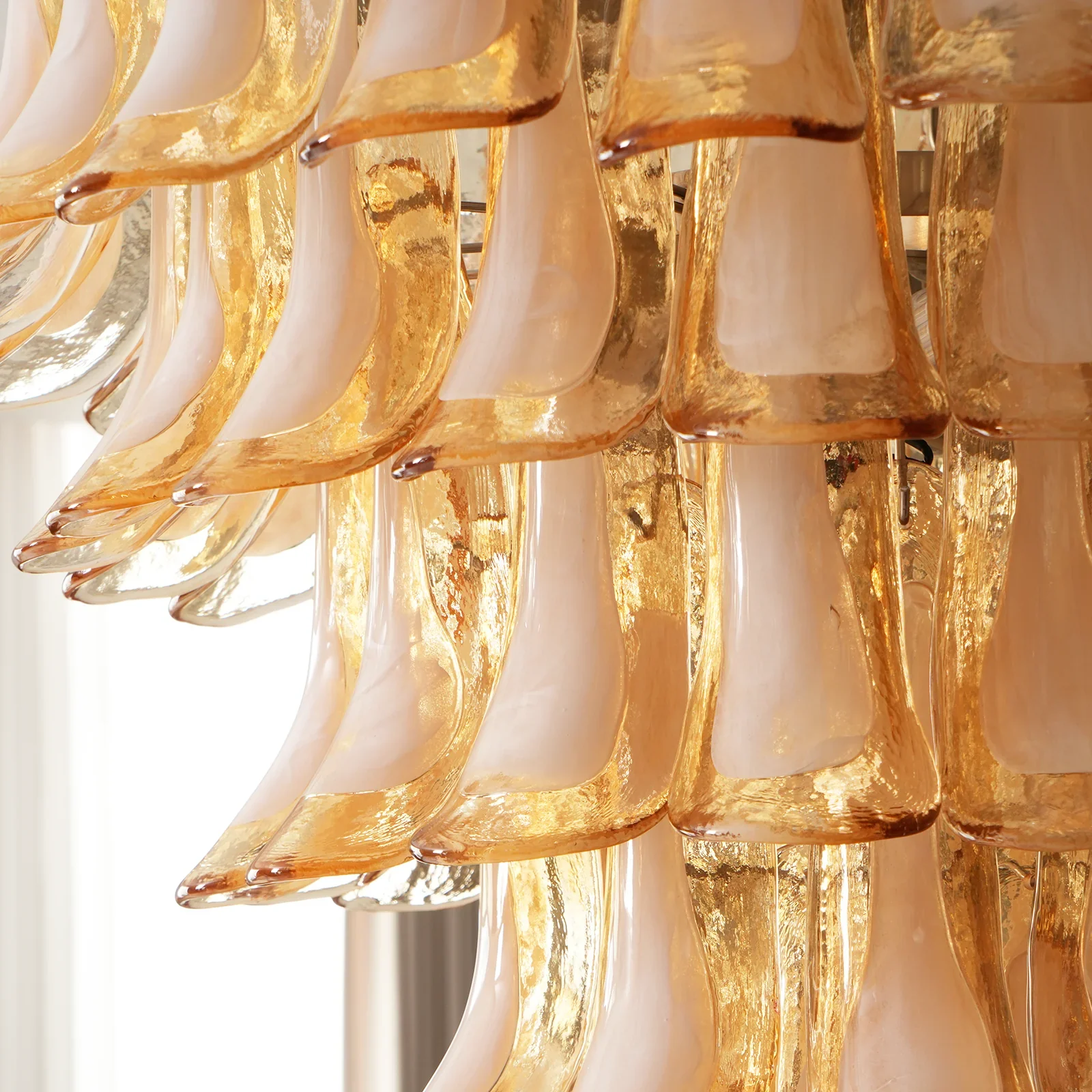 Stunning Murano Amber Petals Chandelier - Image 6