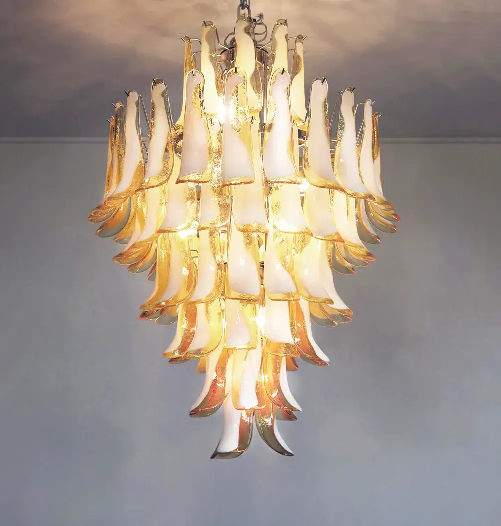 Stunning Murano Caramel Glass Petals Chandelier - Image 12