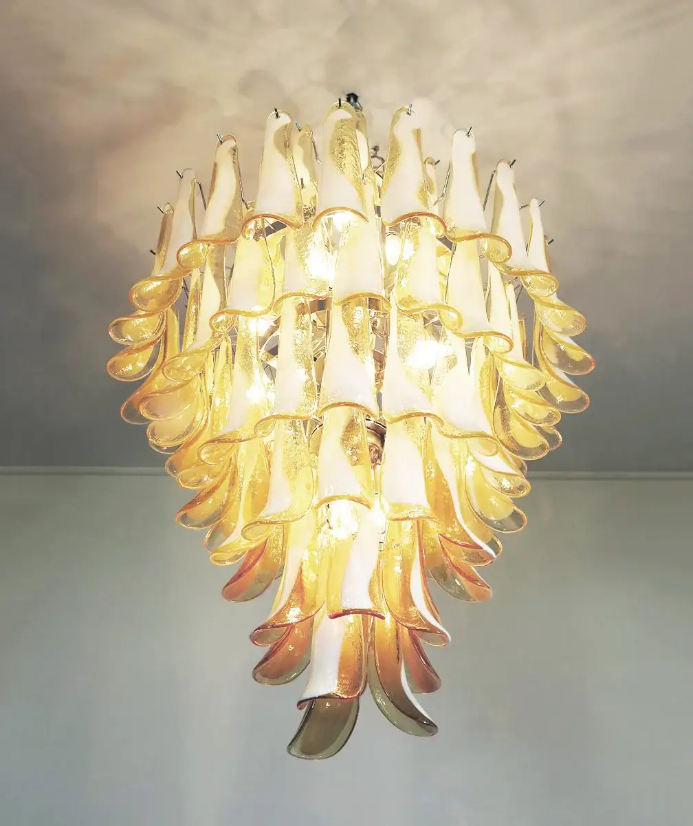 Stunning Murano Caramel Glass Petals Chandelier - Image 13