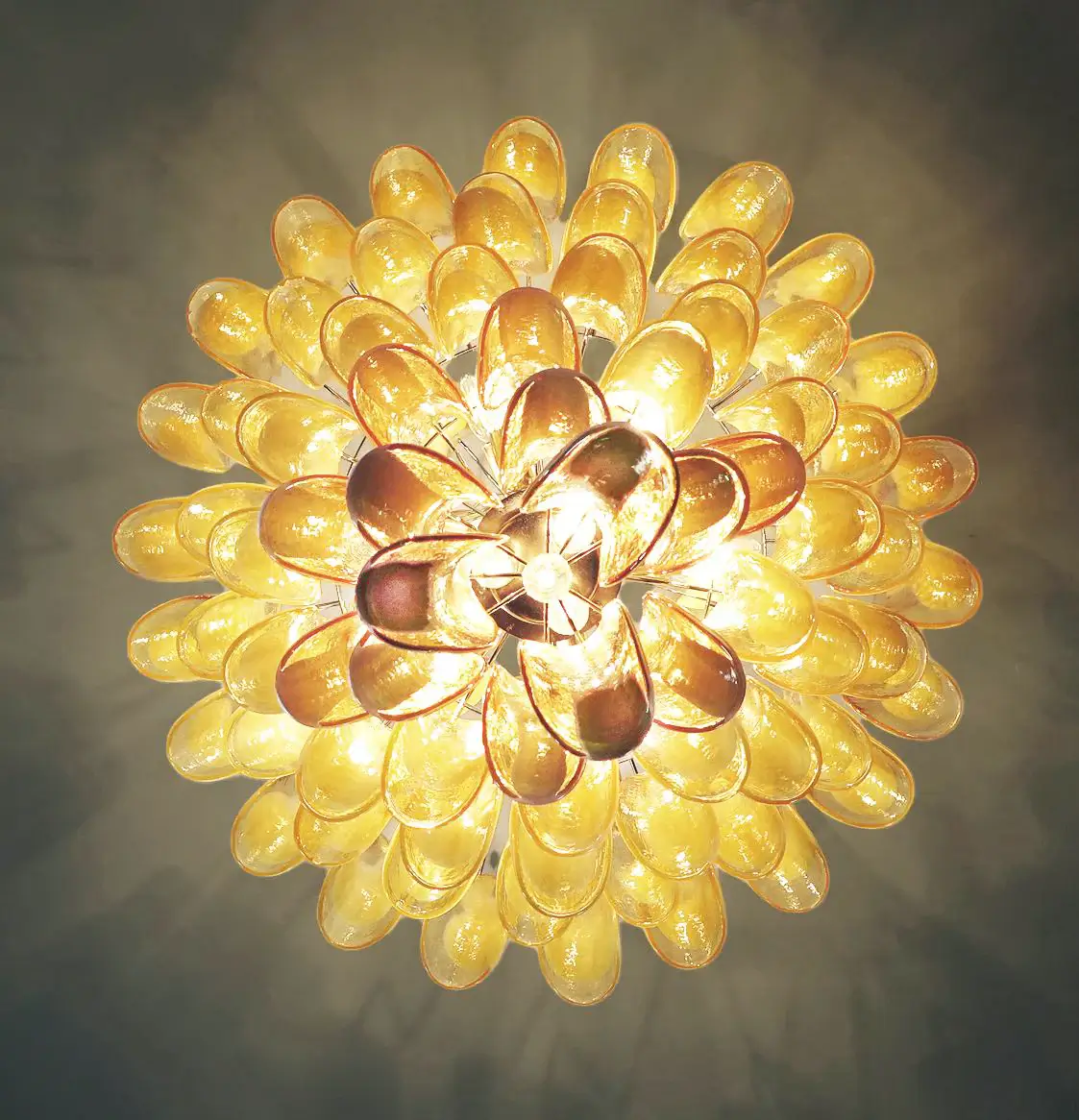 Stunning Murano Caramel Glass Petals Chandelier - Image 14