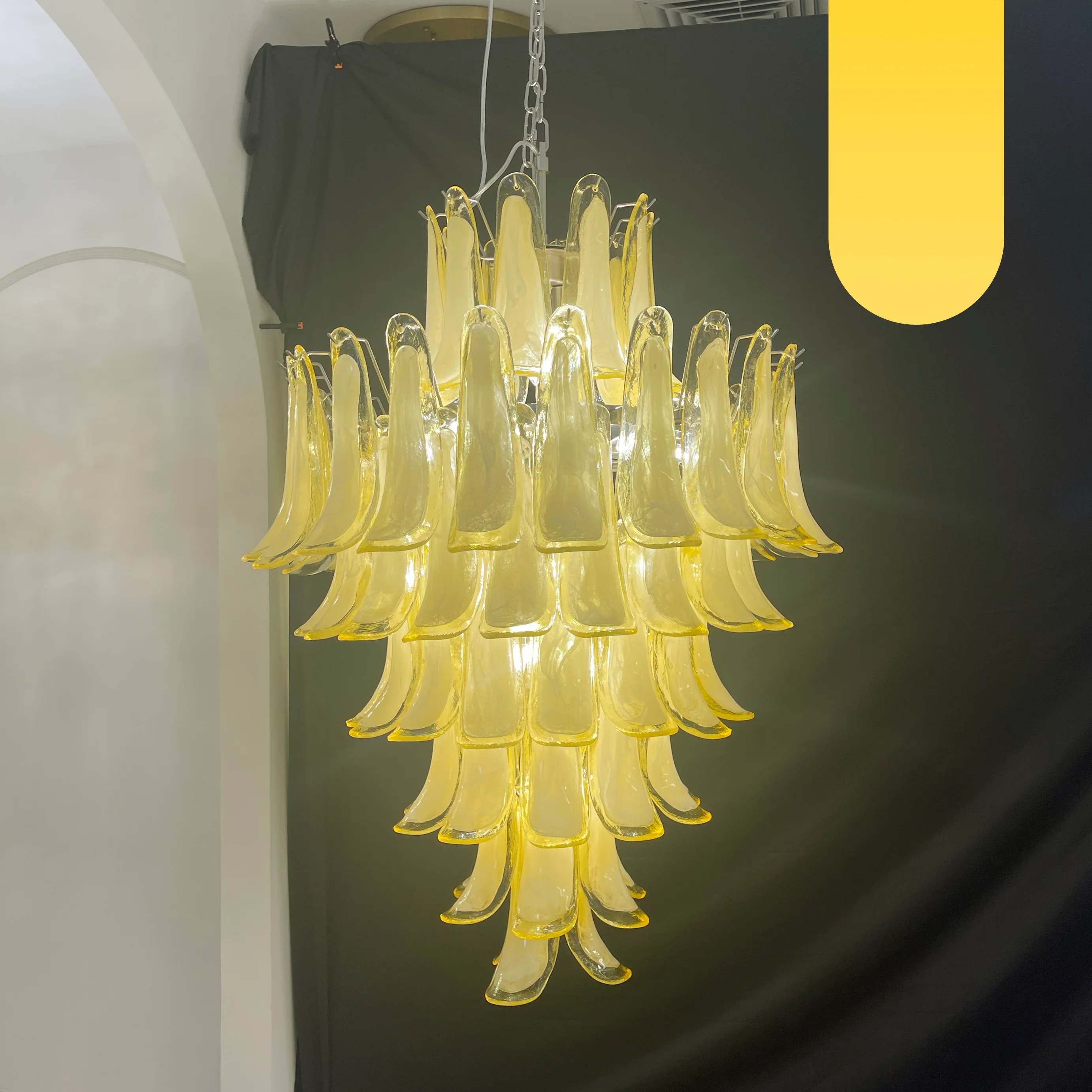 Stunning Murano Caramel Glass Petals Chandelier - Image 19