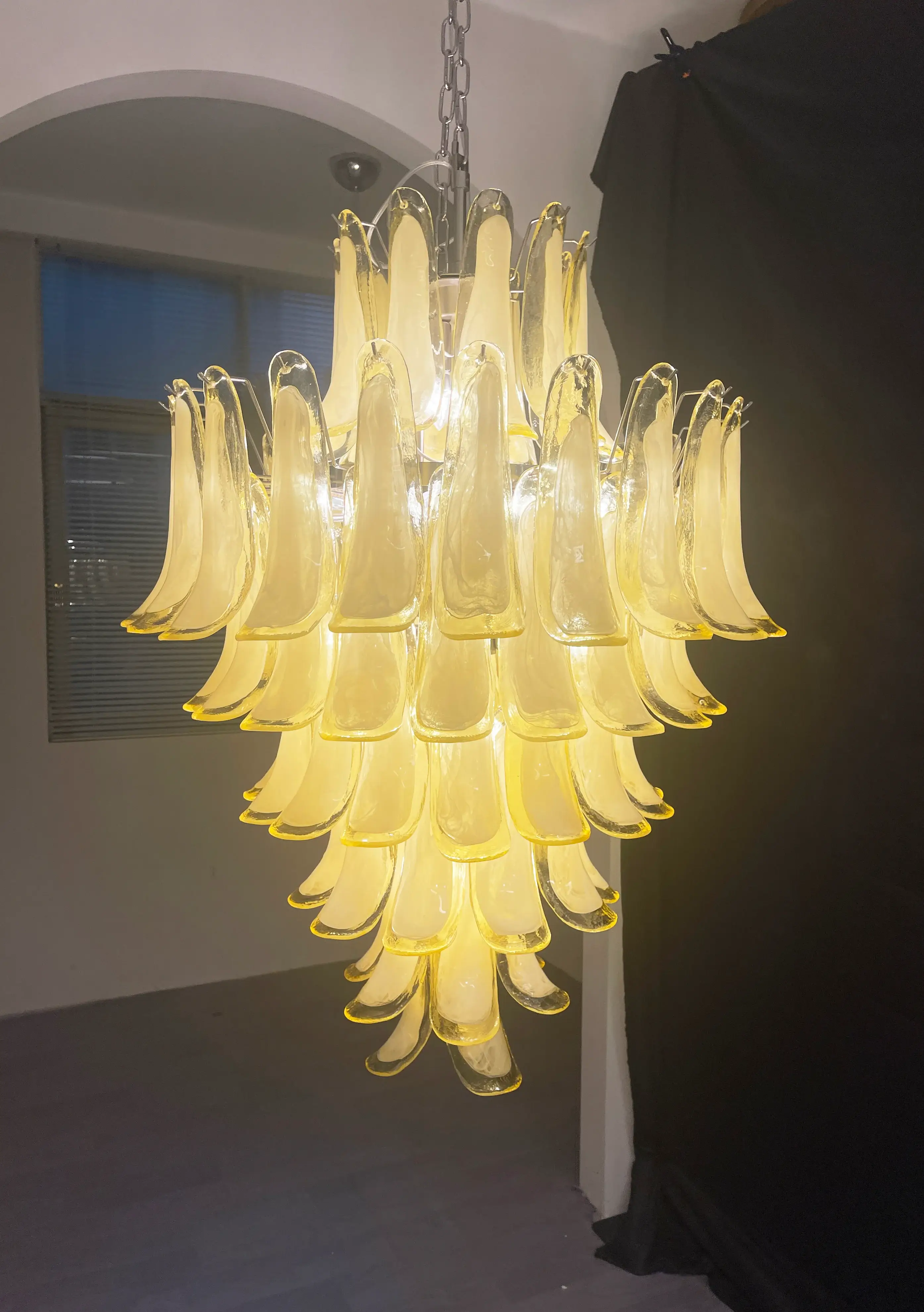 Stunning Murano Caramel Glass Petals Chandelier - Image 6