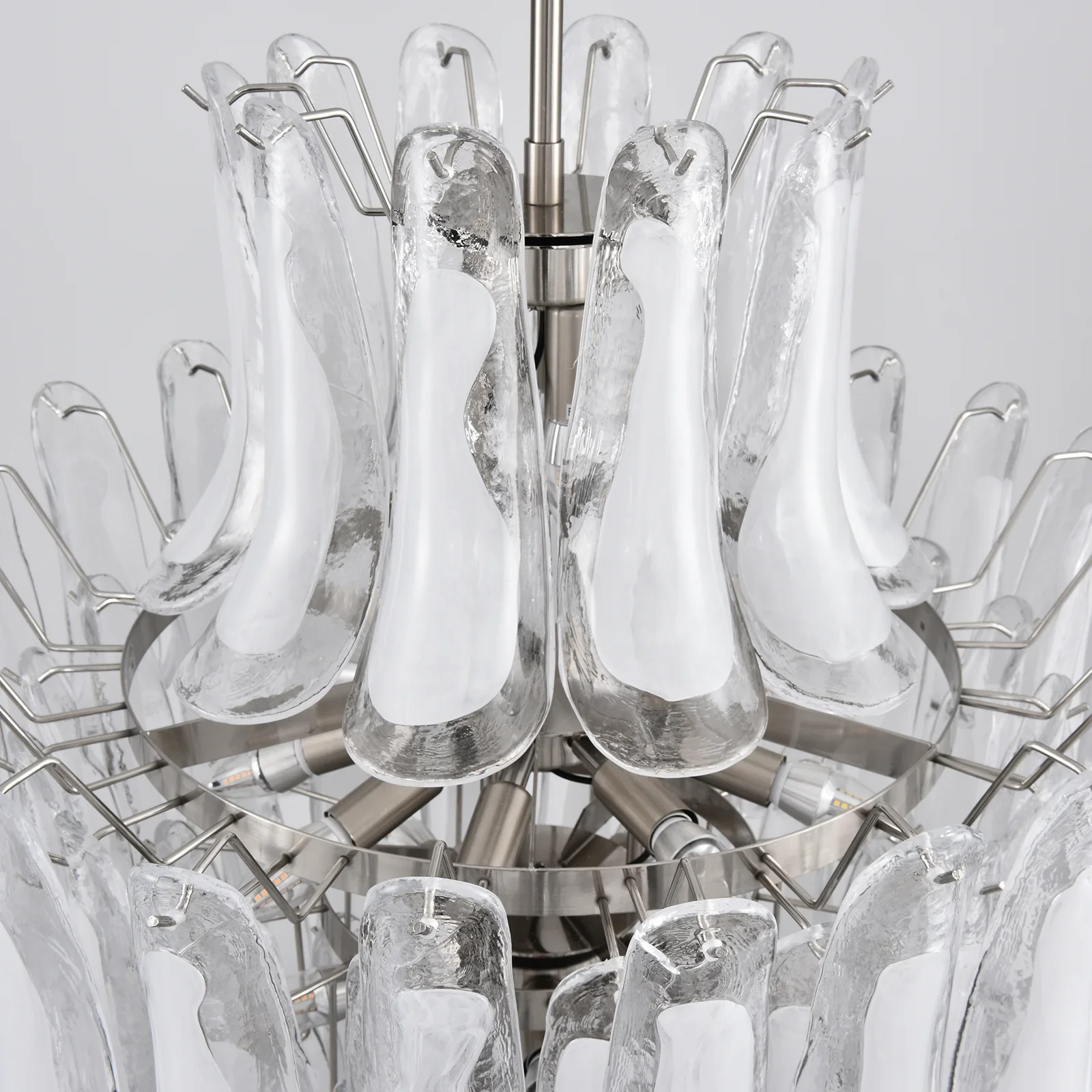 Stunning Murano White Glass Petals Chandelier - Image 18