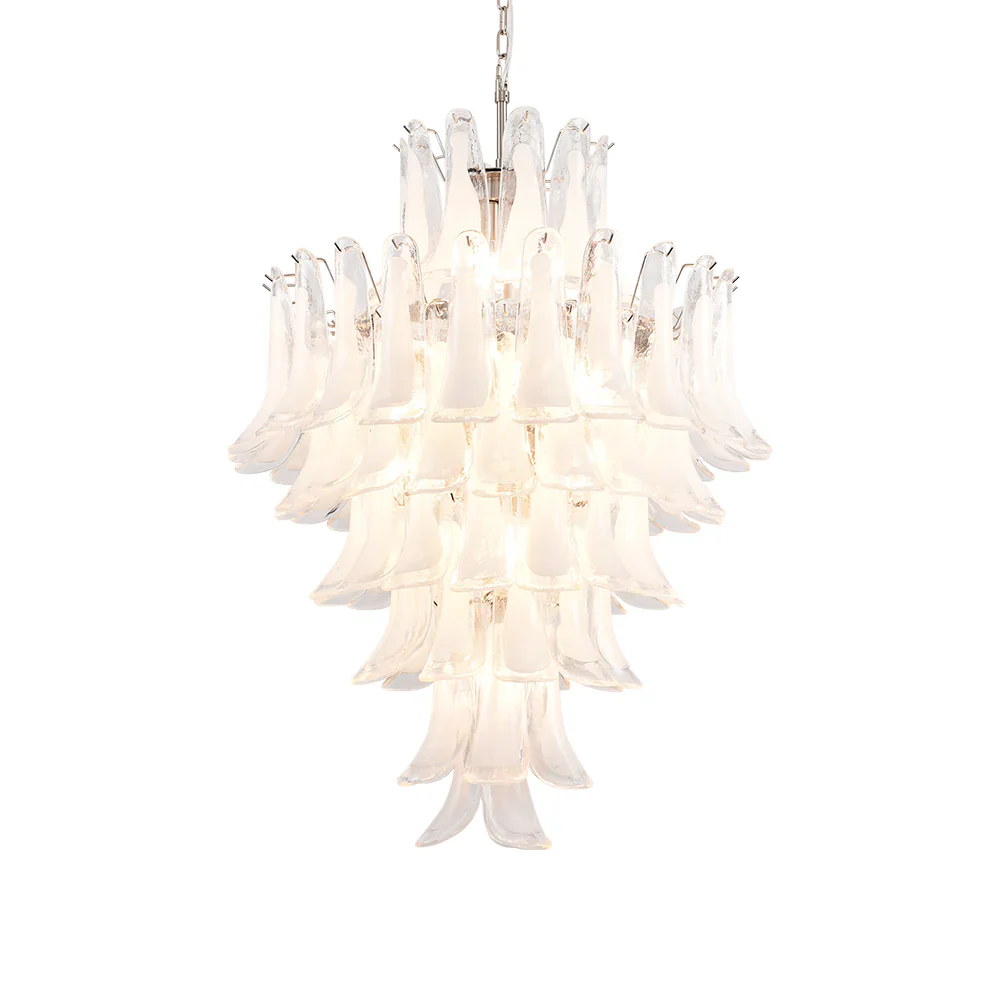 Stunning Murano White Glass Petals Chandelier - Image 25