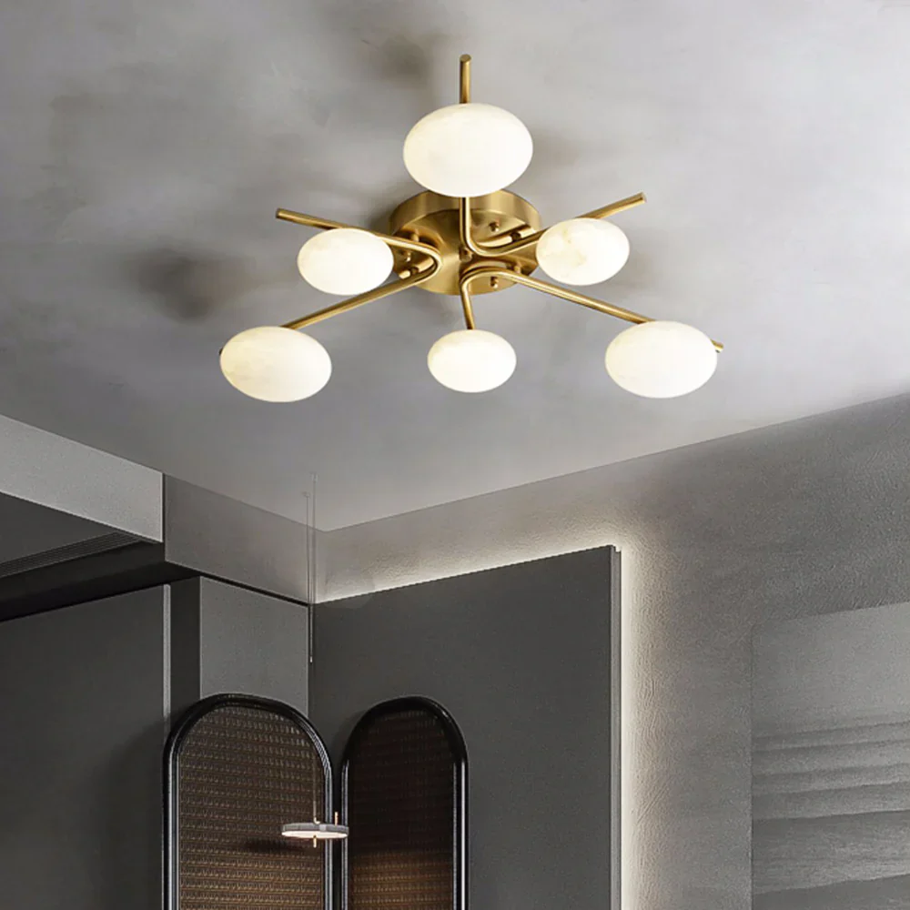 Stylish 6 Heads Alabaster Ceiling Light - Image 2
