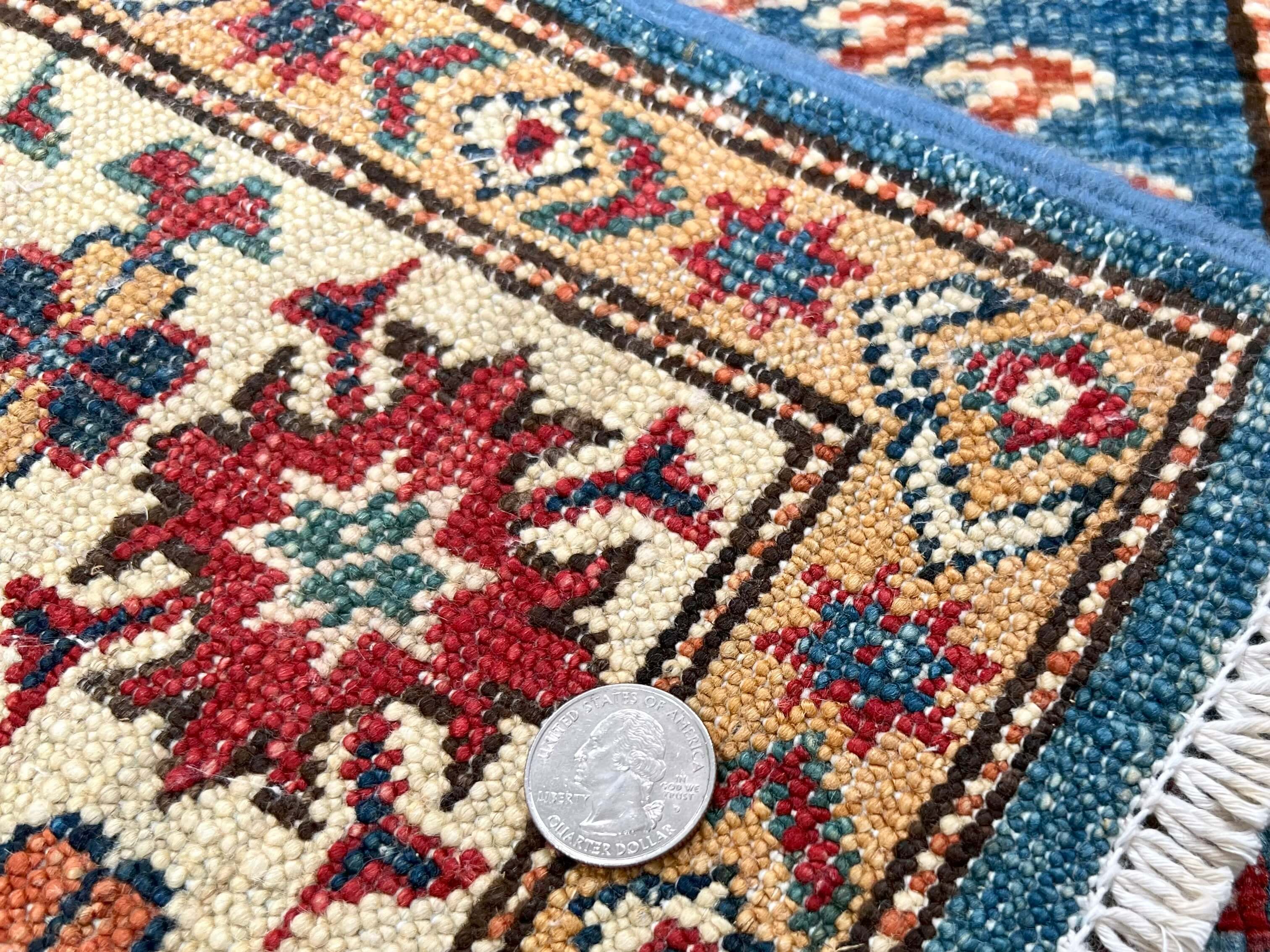 Super Kazak (2'11"x4'00") denim blue/ivory - Image 3