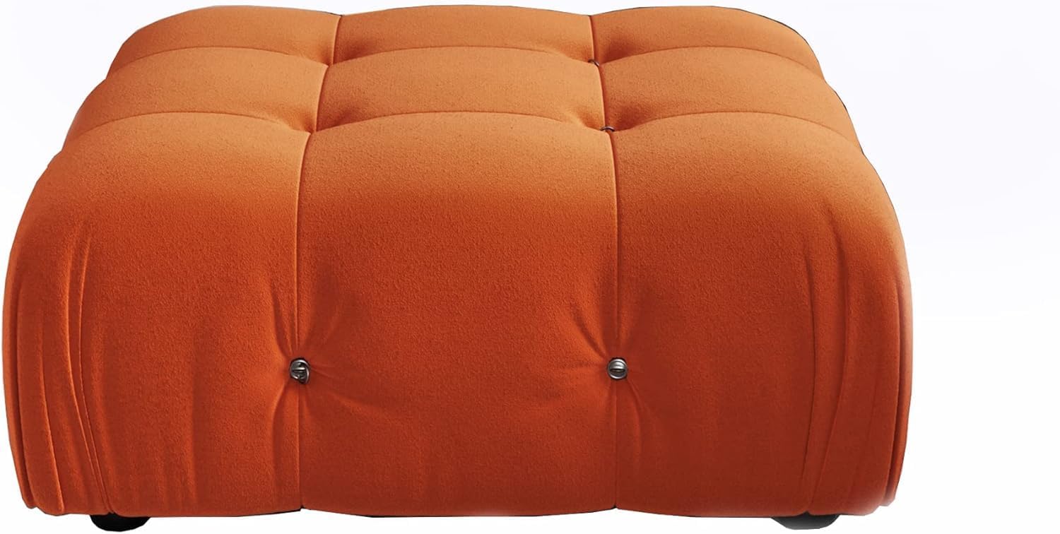 Takumi Velvet Modular Bouclé Cloud Sofa - Orange - Ottoman - Image 3