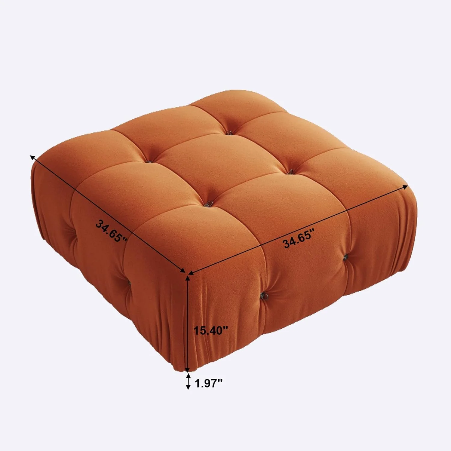 Takumi Velvet Modular Bouclé Cloud Sofa - Orange - Ottoman - Image 4