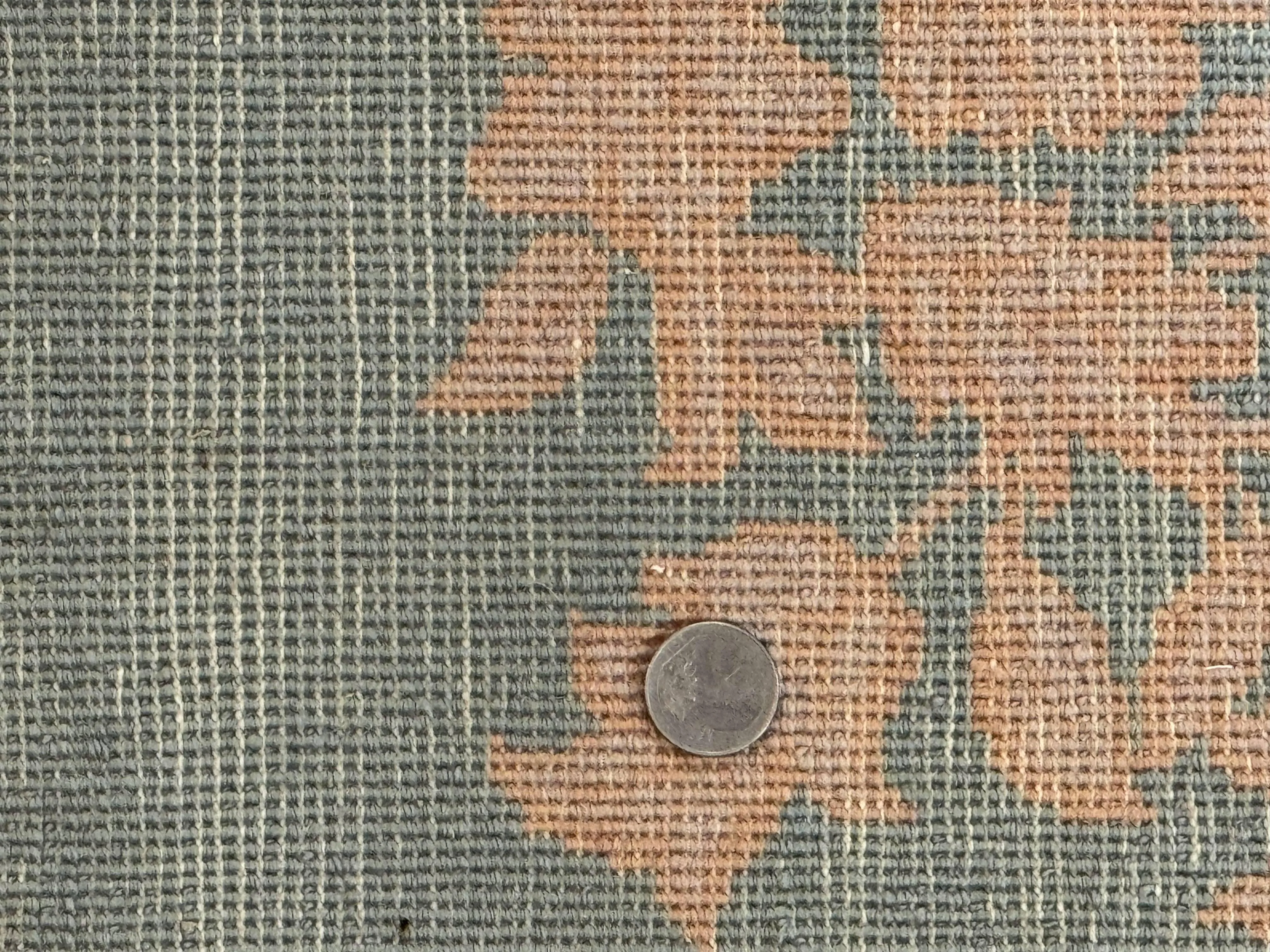Teal Chinese Wool Rug 6x8, Vintage Handmade Carpet, Floral, Semi Open Field - Image 10